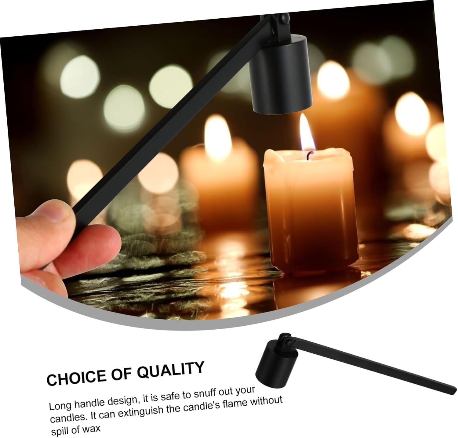 Stainless Steel Candle Snuffer with Long Handle for Safe Flame Extinguishing