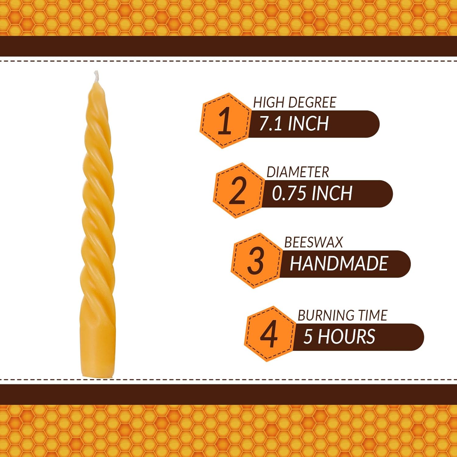 DEYBBY Spiral Beeswax Candles Set of 4