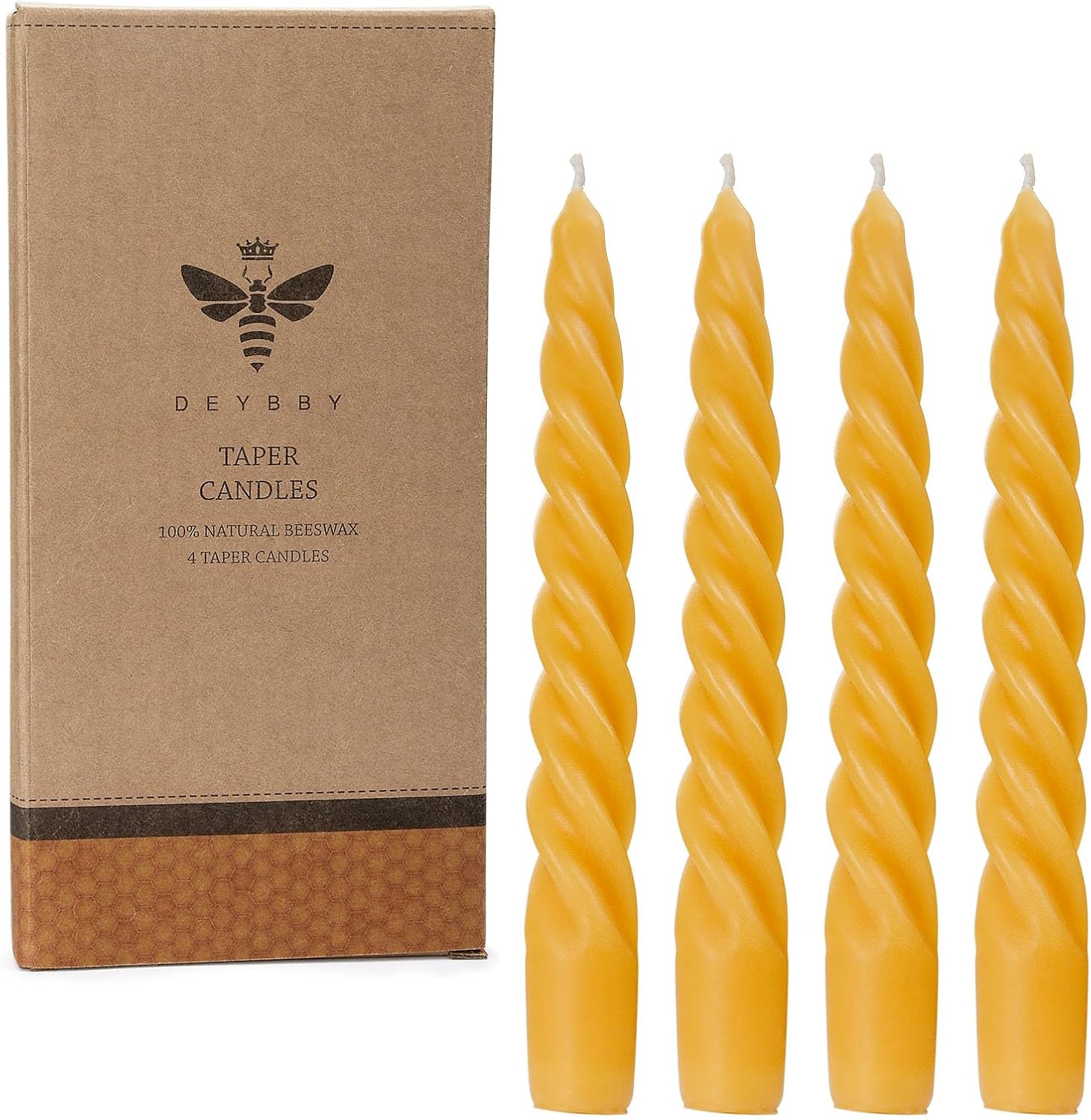 DEYBBY Spiral Beeswax Candles Set of 4
