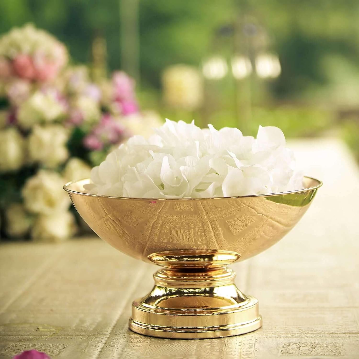 Efavormart 12 Inch Shiny Gold Floating Candle Bowl