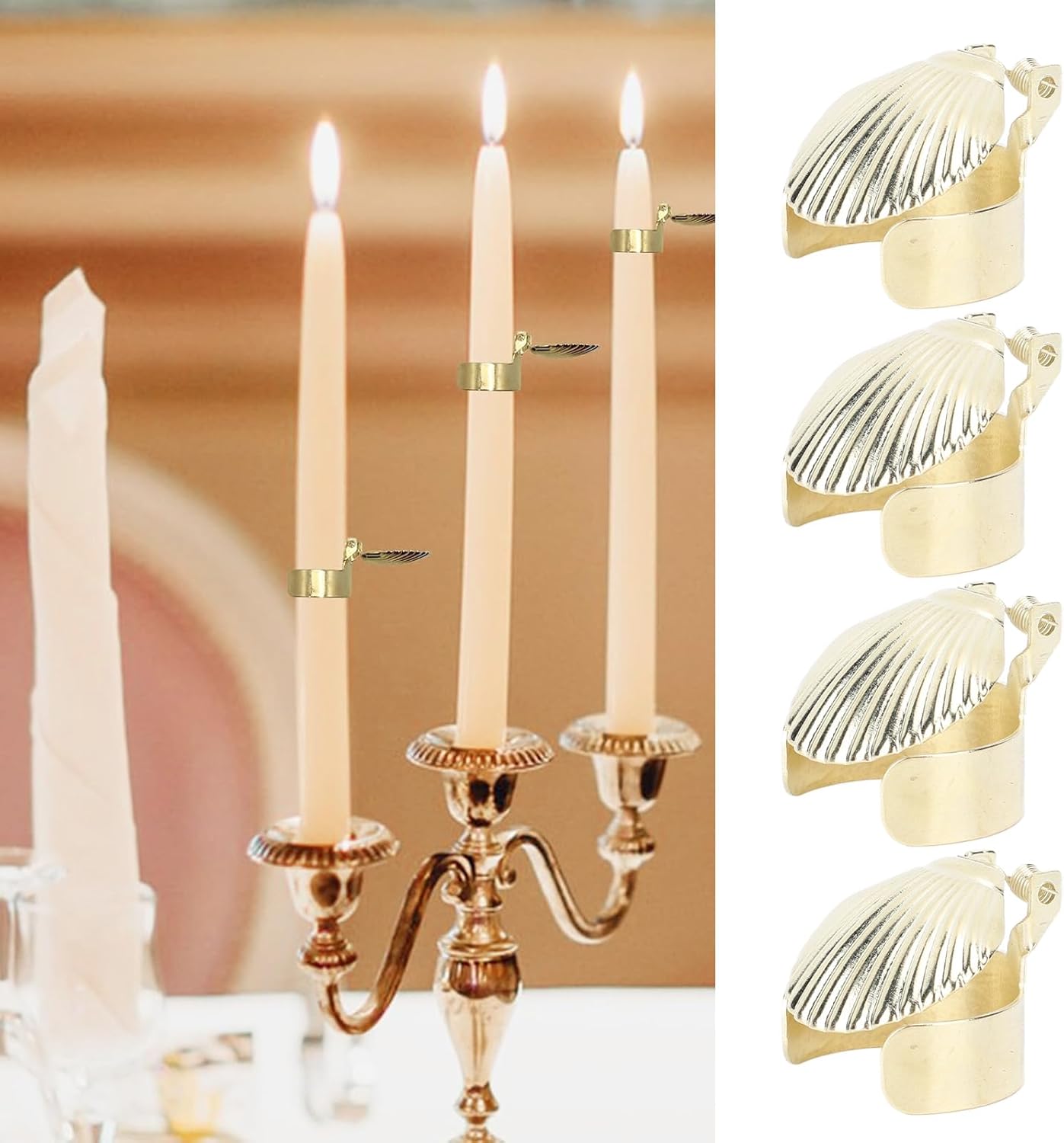 4Pcs Gold Metal Candle Snuffer Extinguisher with Automatic Timer
