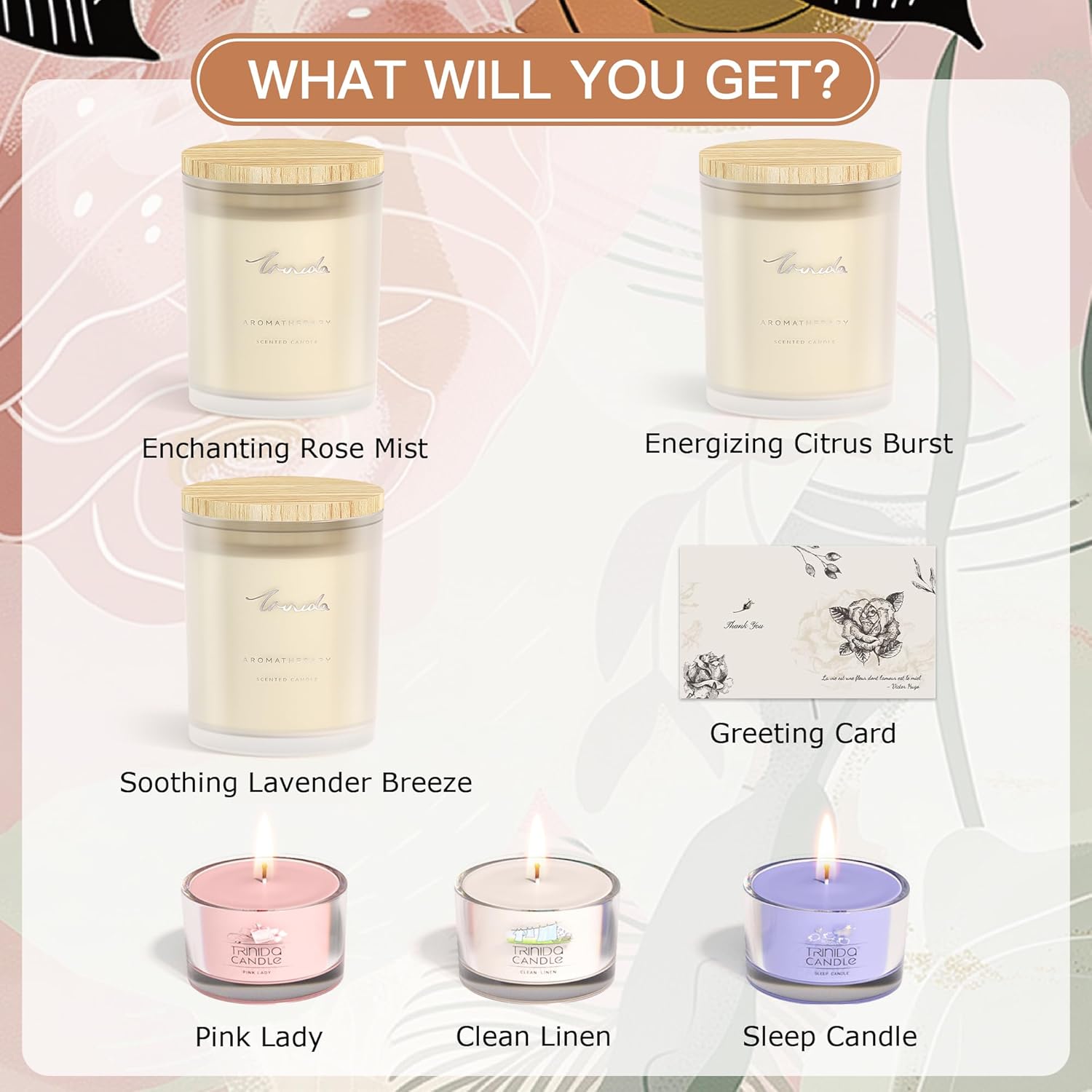 TRINIDa 6-Piece Candle Set with 120Hrs Burn Time