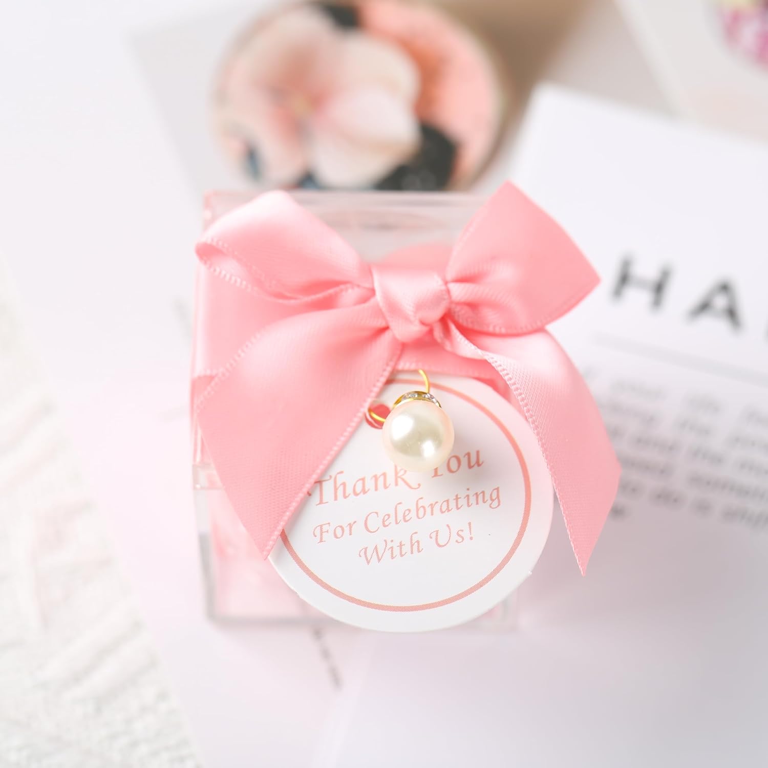 ACITHGL 30 Pack Bubble Candle Favors with Ribbons and Thank You Cards