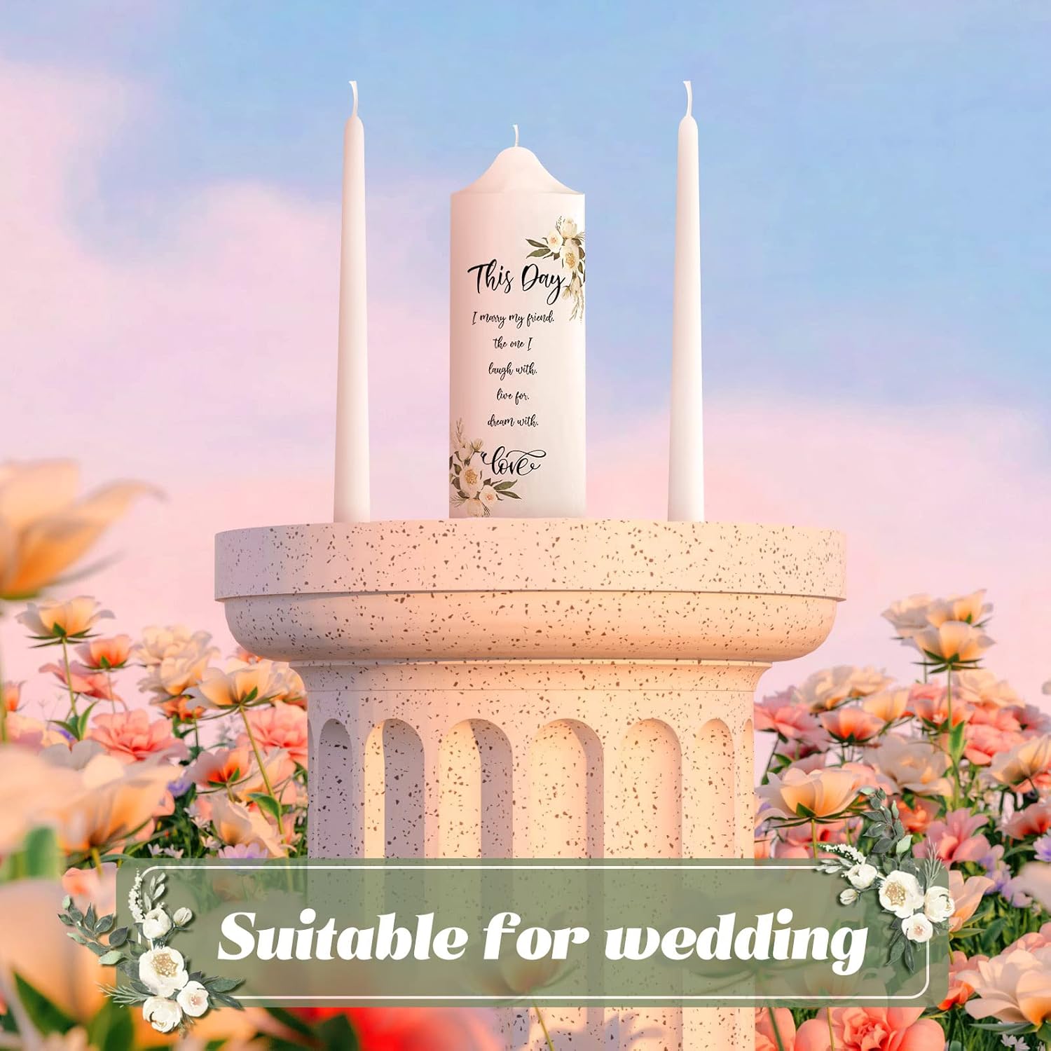 Frienda Unity Taper Candles Wedding Set With Eucalyptus Leaf