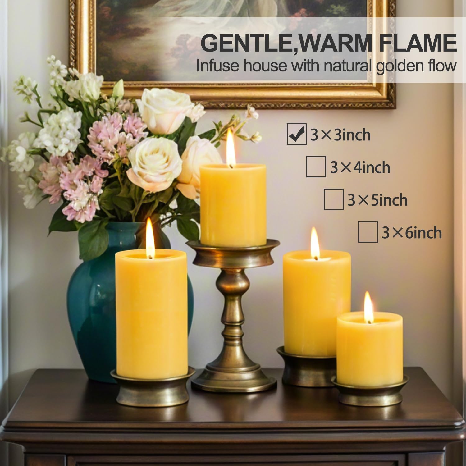 Furnizone Beeswax Pillar Candles 2 Pack 3x3in Unscented
