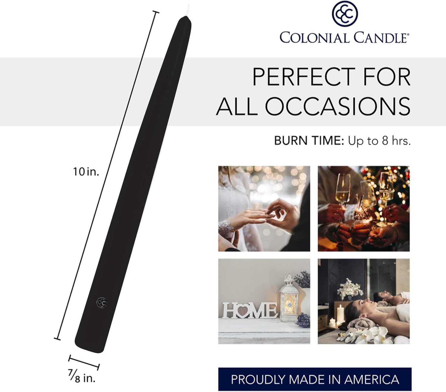 Colonial Candle Unscented Taper Candle 10 In Pack of 12