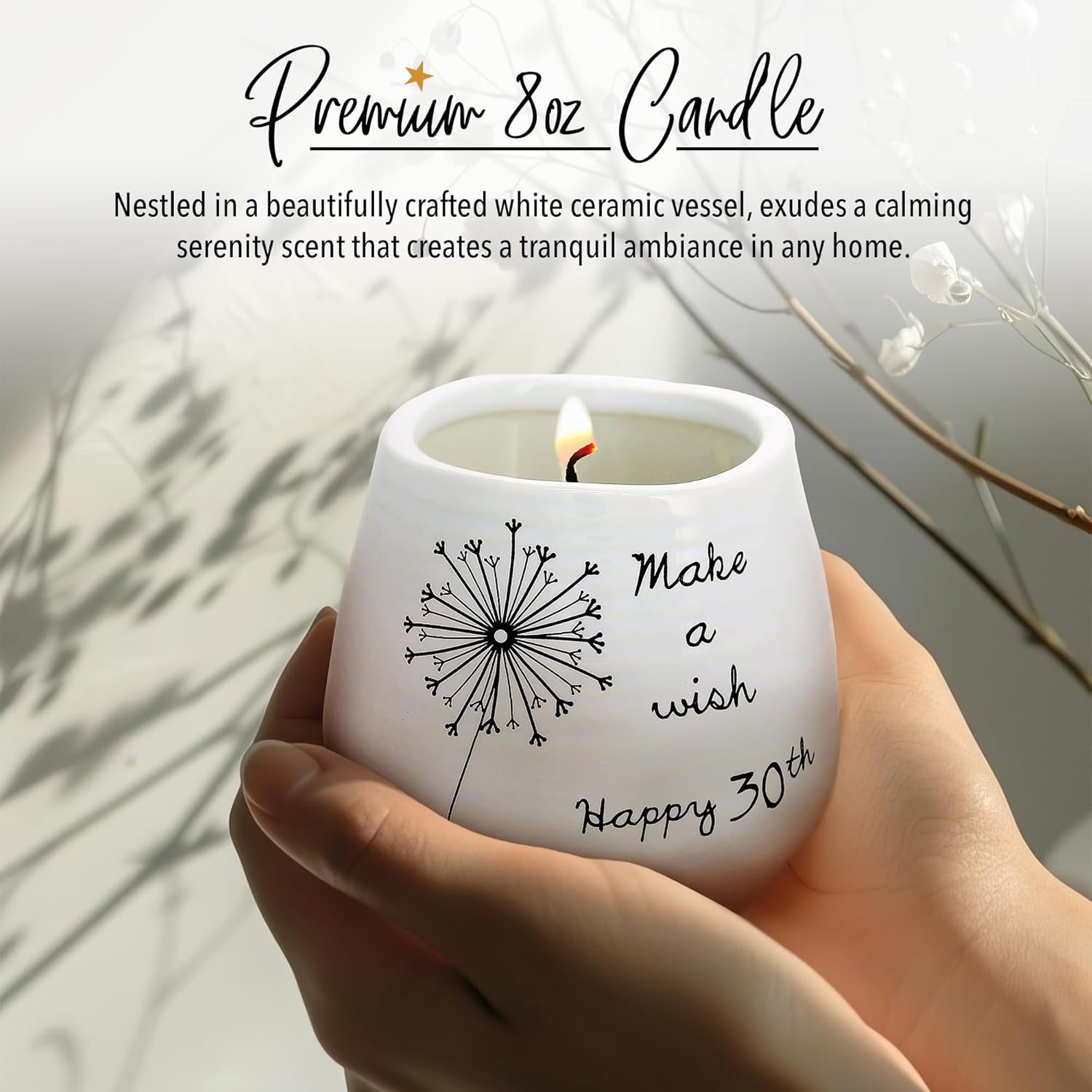 Pavilion 8 Oz Ceramic Candle Holder with Soy Wax and Serenity Scent