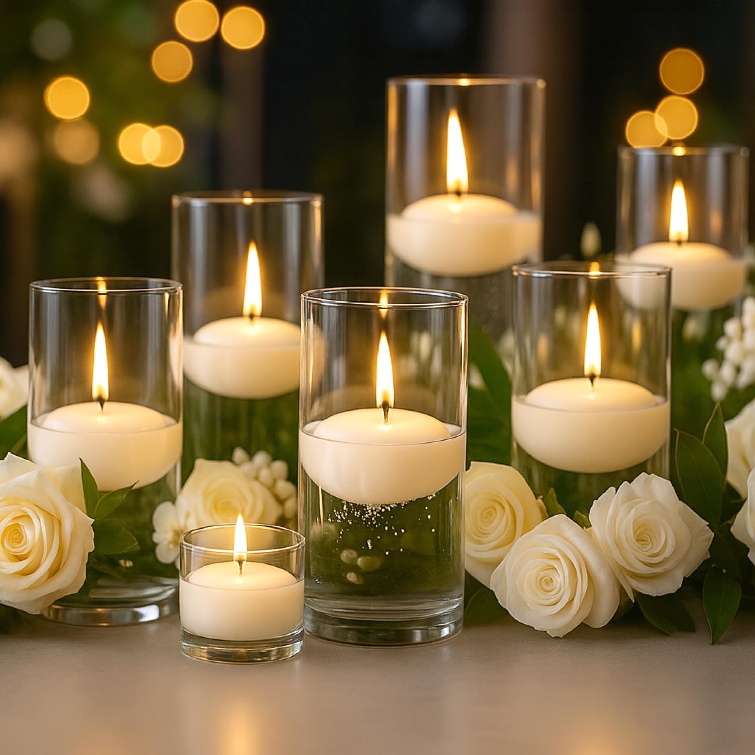 Biedermann Floating 225-Inch Dripless Candle 20 Count White