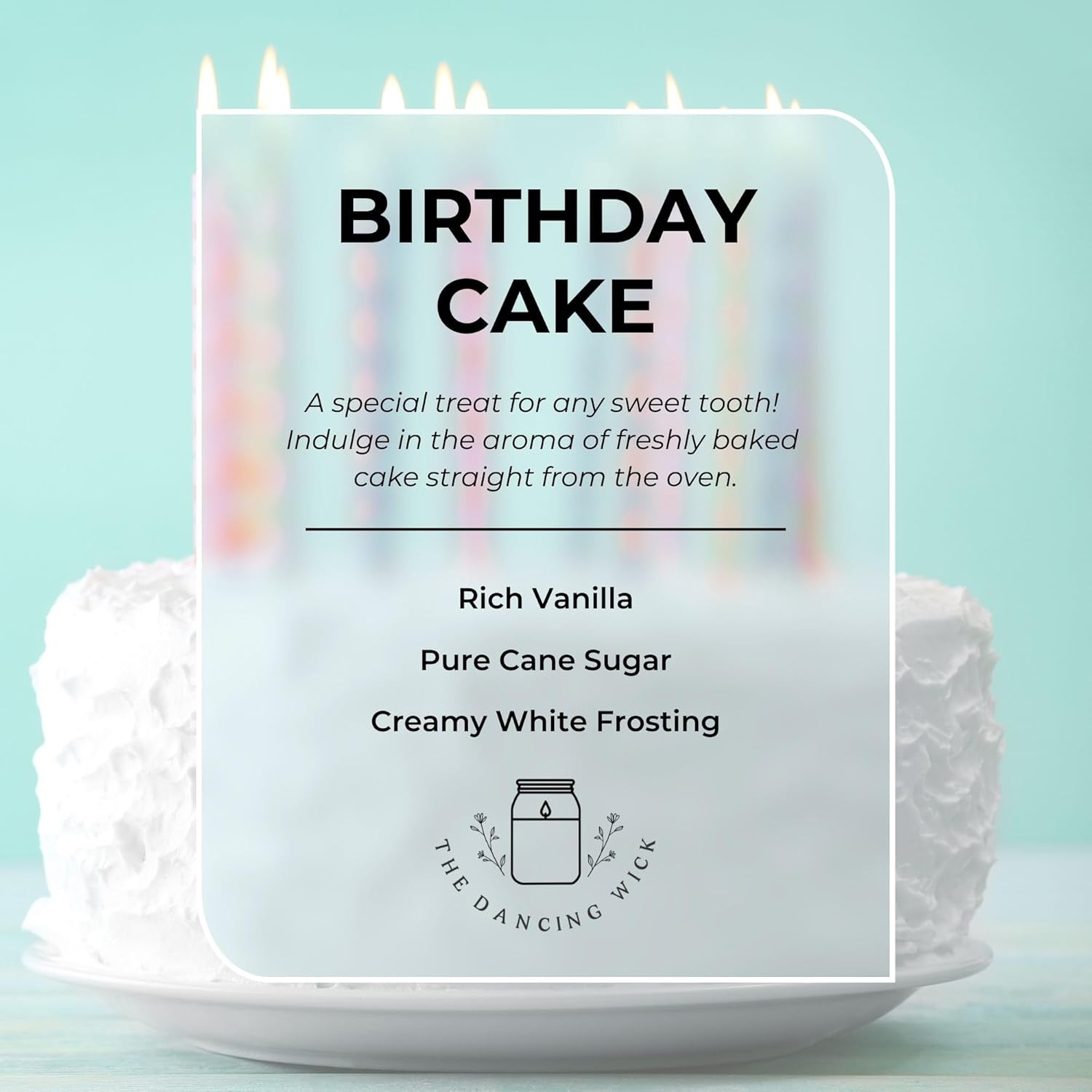 Happy Birthday Vanilla Cake Candle - 8oz Hand-Poured in USA