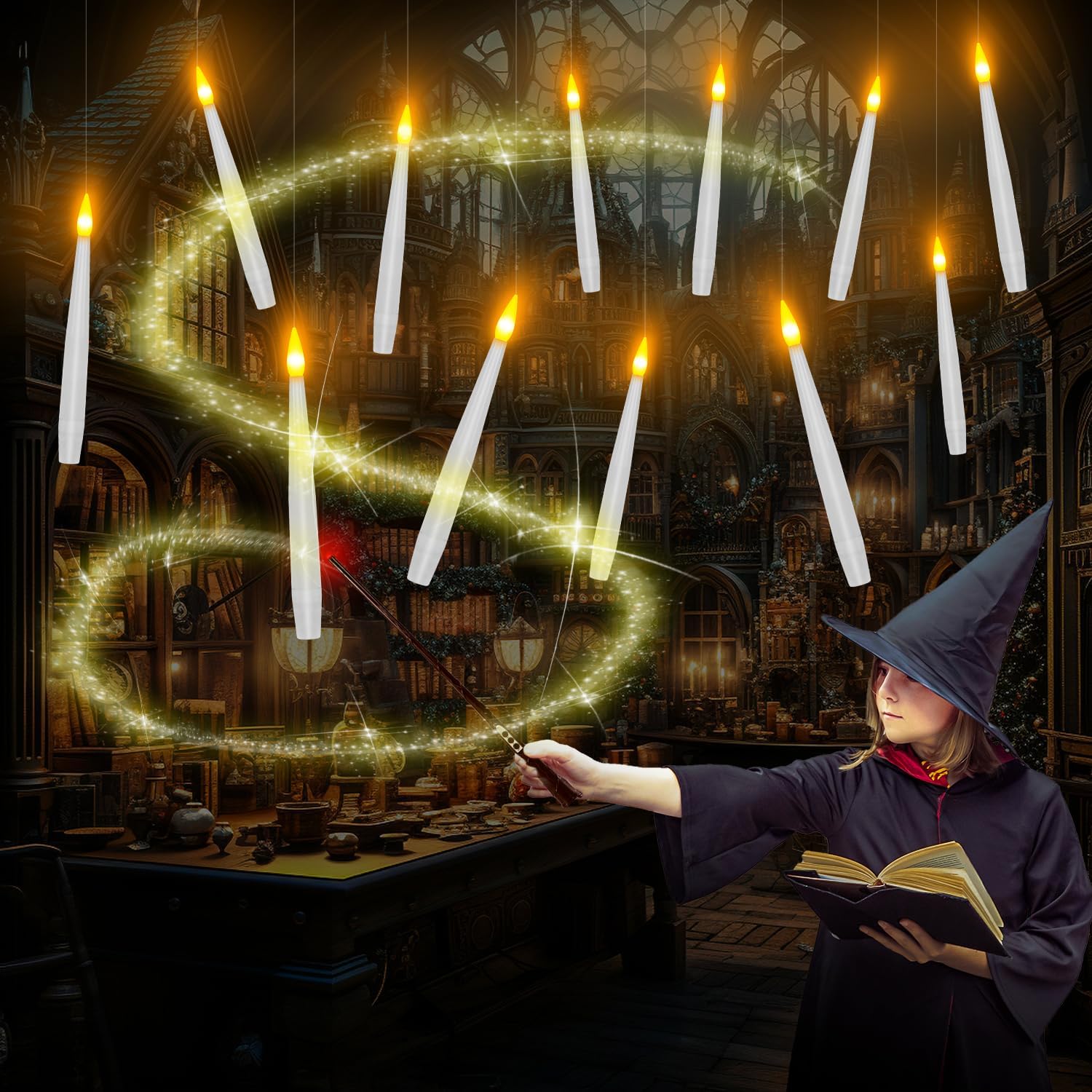 Floating Candles with Wand Flameless Remote 12 Pack