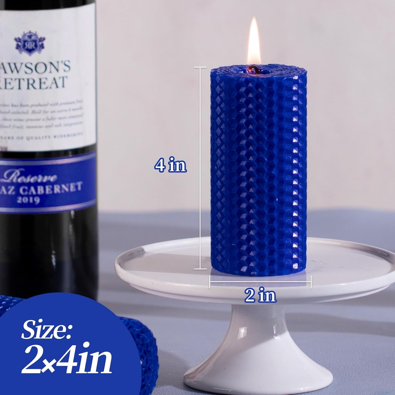 KONNI Beeswax Pillar Candles Set of 3 2x4 Inches Unscented