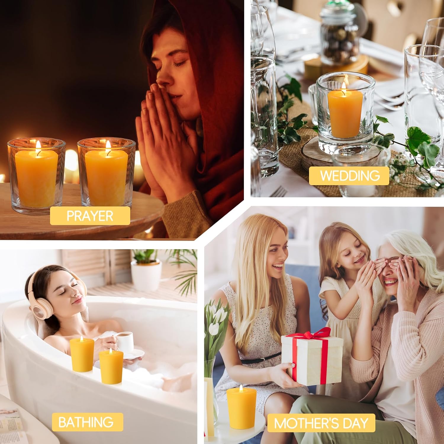 12 Pack Beeswax Votive Candles Pure Smokeless Burn