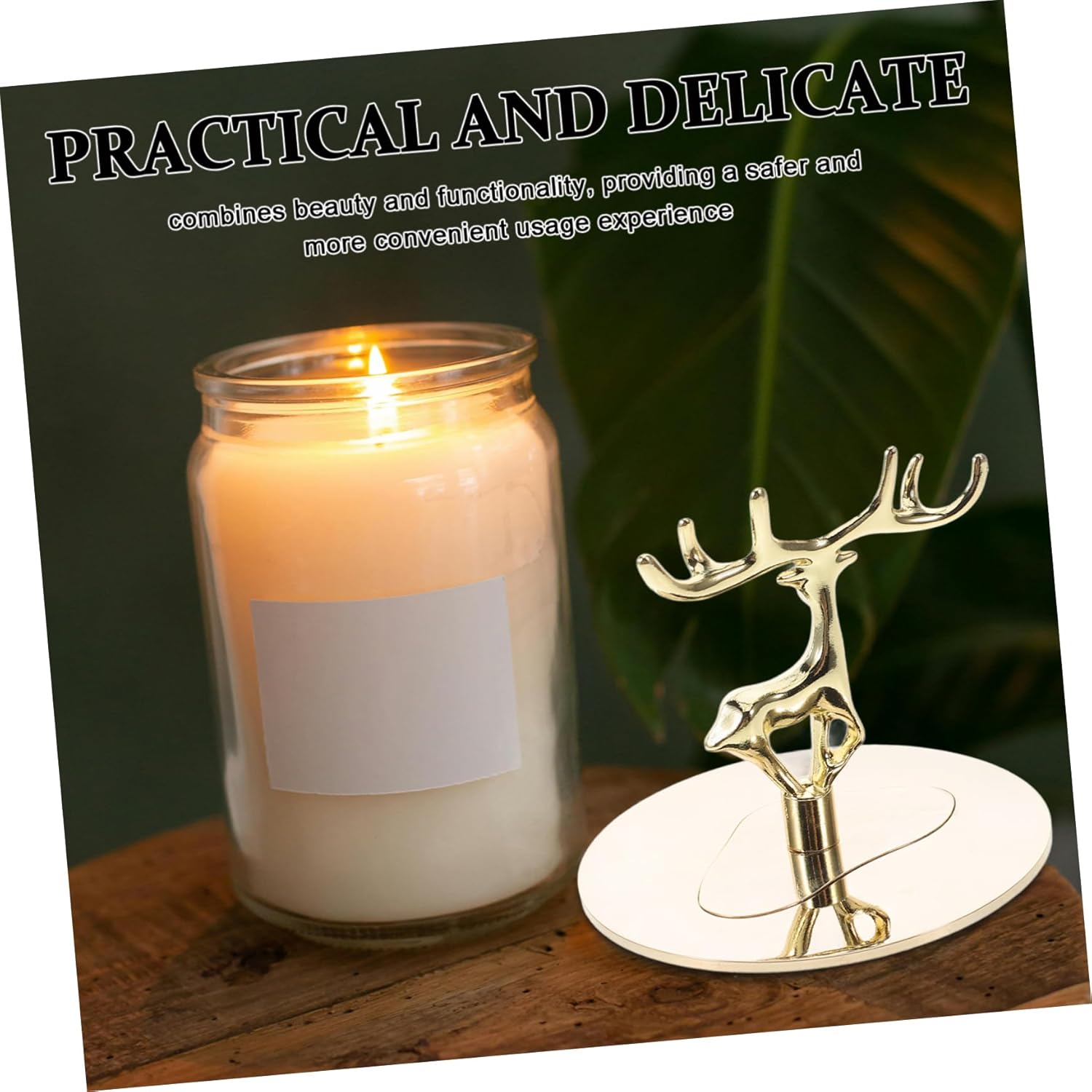 Cabilock Candle Dust Protectors with Flame Snuffer and Elegant Golden Elk Design