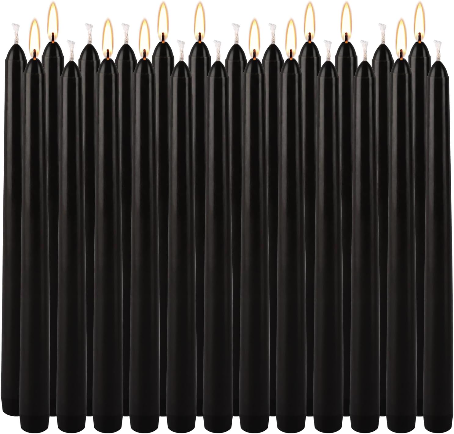 24 Pack Tall Taper Candles 10 Inch Black Dripless Unscented