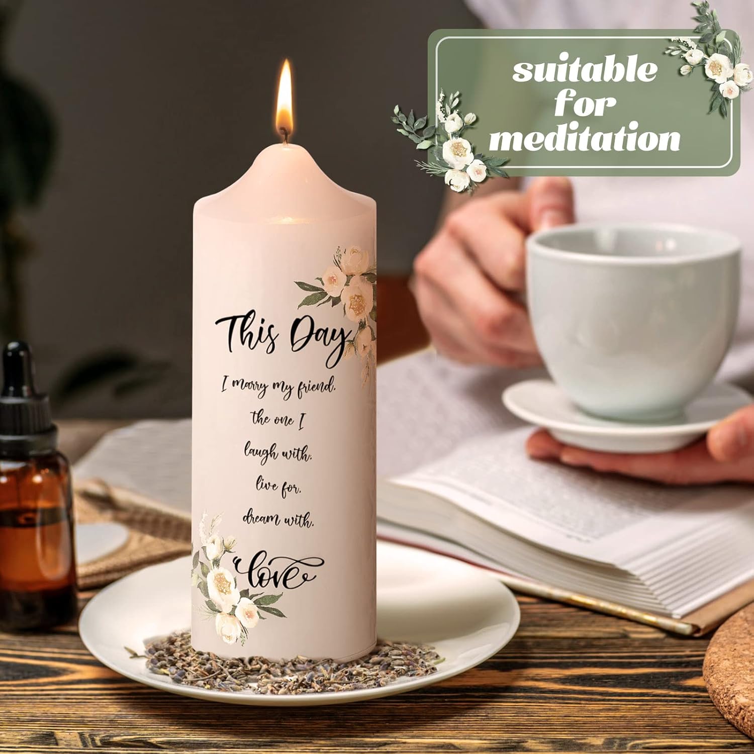 Frienda Unity Taper Candles Wedding Set With Eucalyptus Leaf