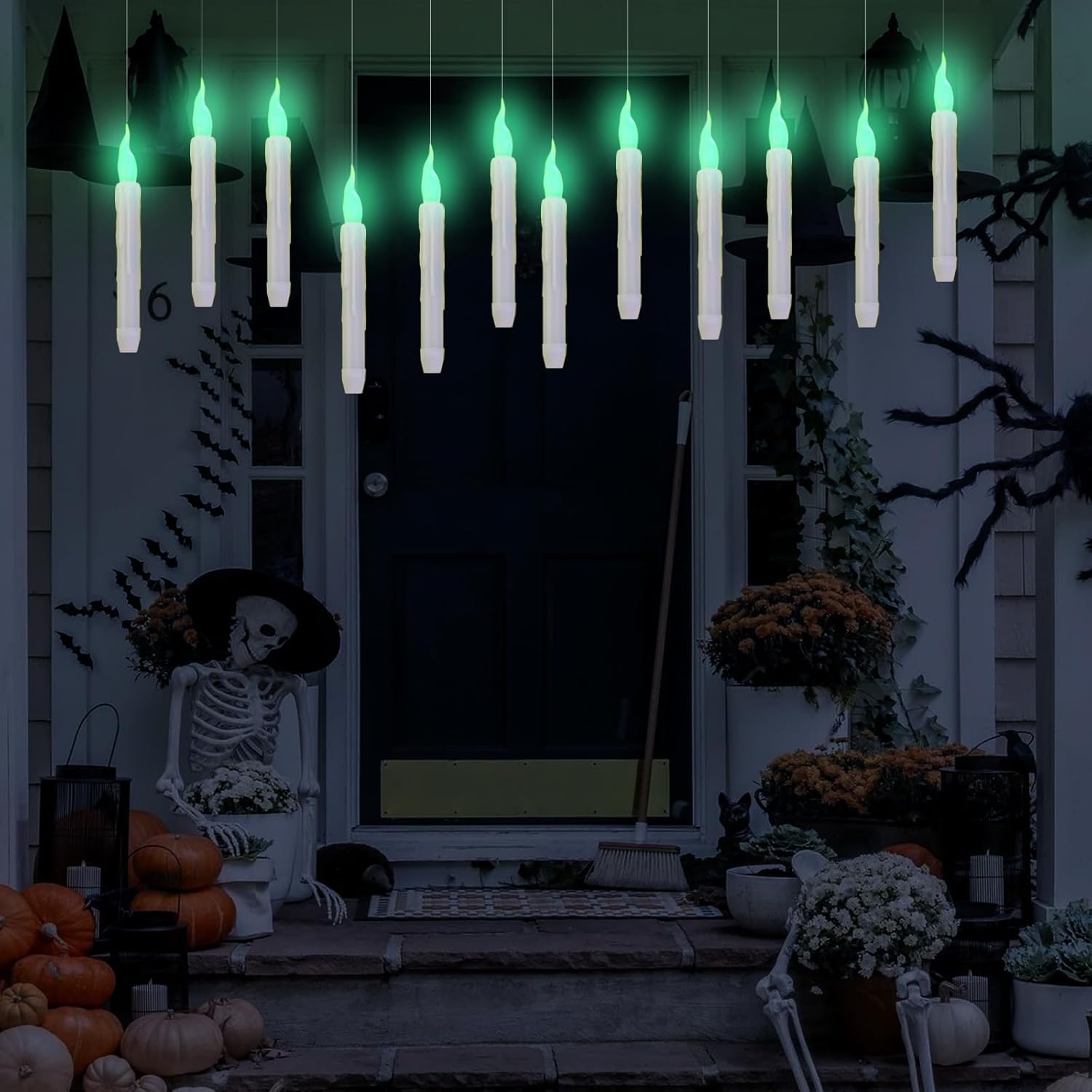 GUAOOYY Floating Candles with Wand 12PCS Flameless Halloween Decor