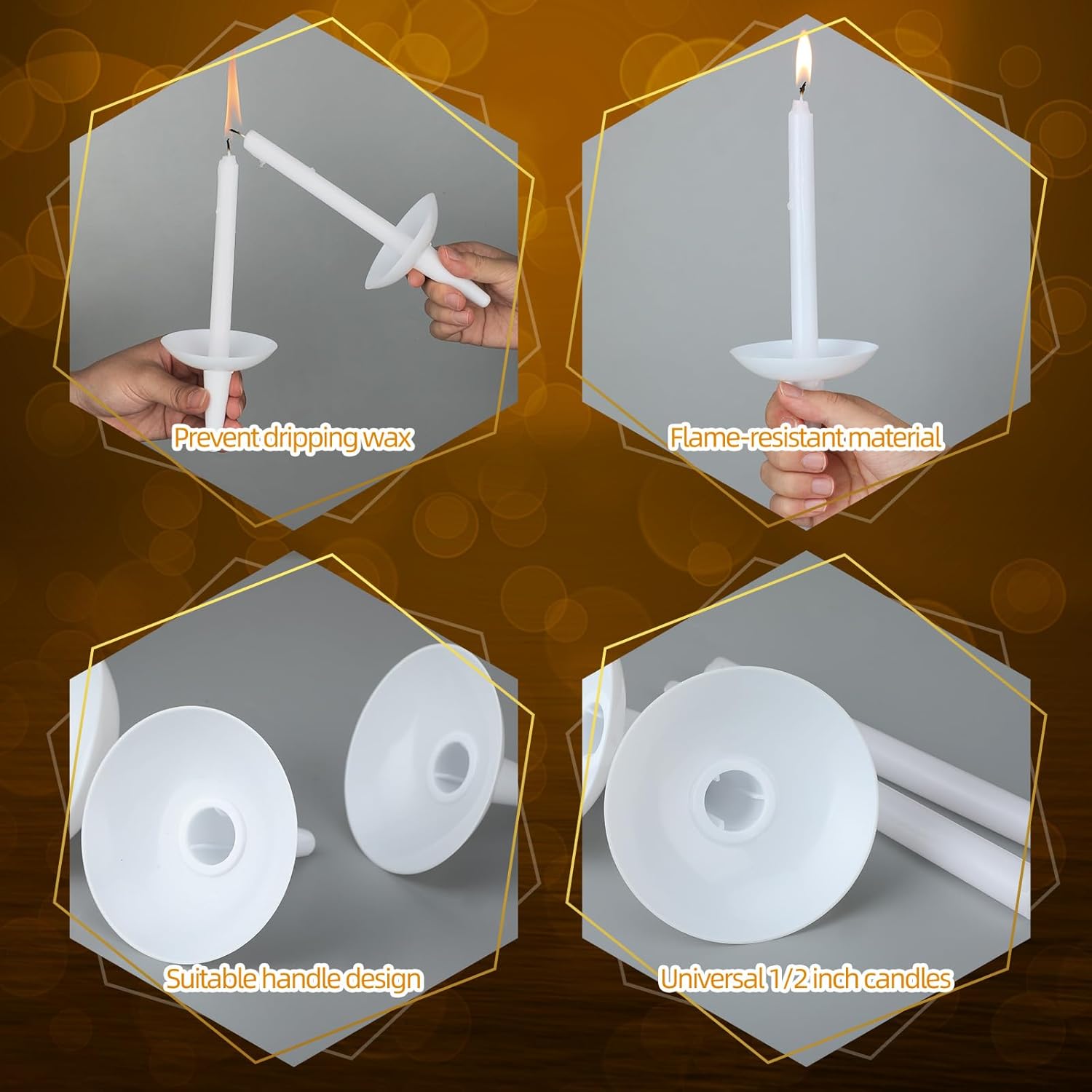 50 Pcs Reusable Plastic Candle Holders for Church and Events