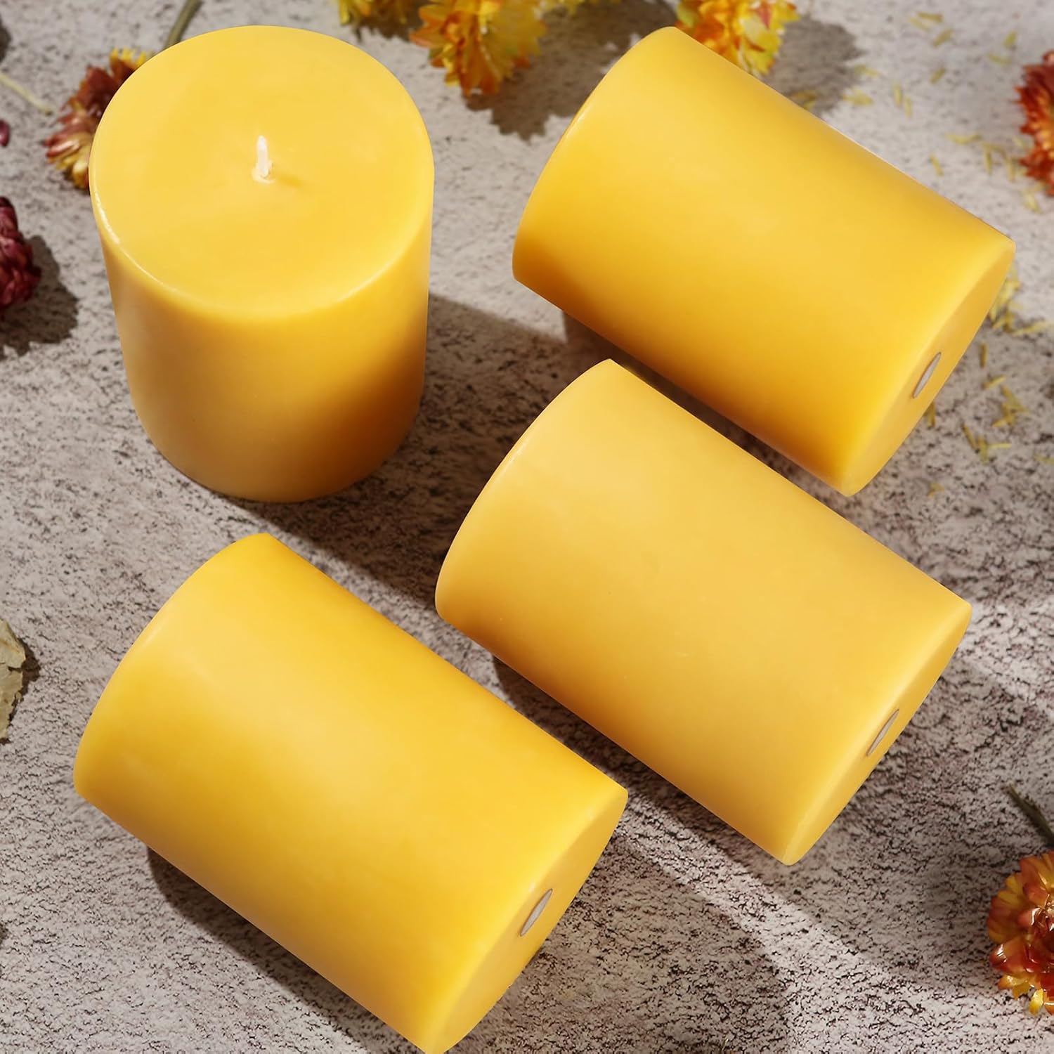 2 Packs Pure Beeswax Pillar Candles 120-140 Hours Long Burning