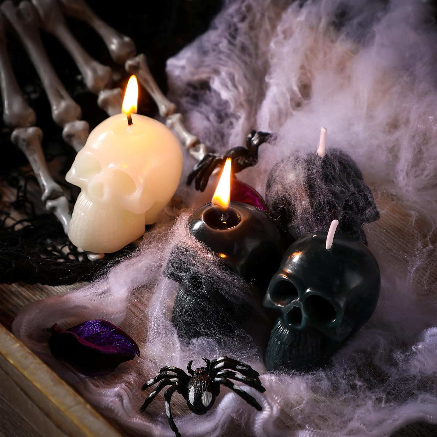 Nuanchu 8 Pcs Halloween Skull Candles Set