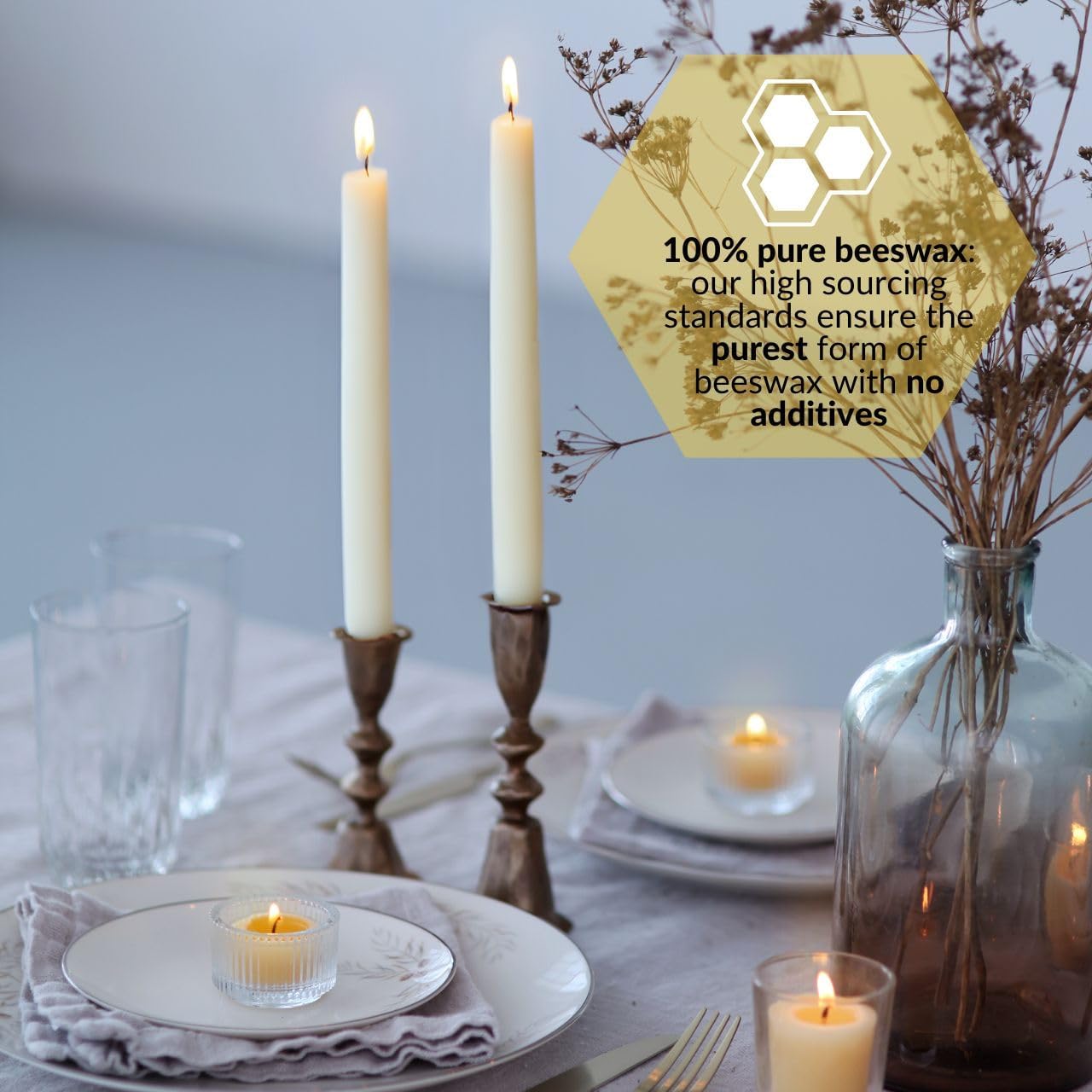Big Dipper Wax Works Ivory White Beeswax Taper Candles