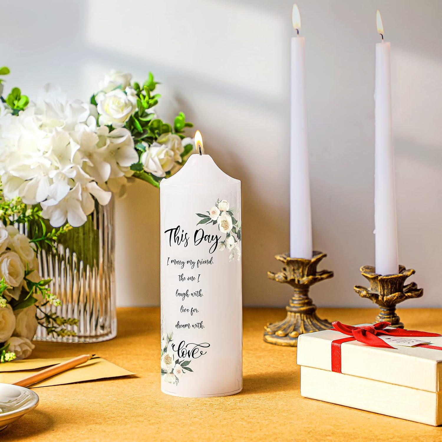 Frienda Unity Taper Candles Wedding Set With Eucalyptus Leaf