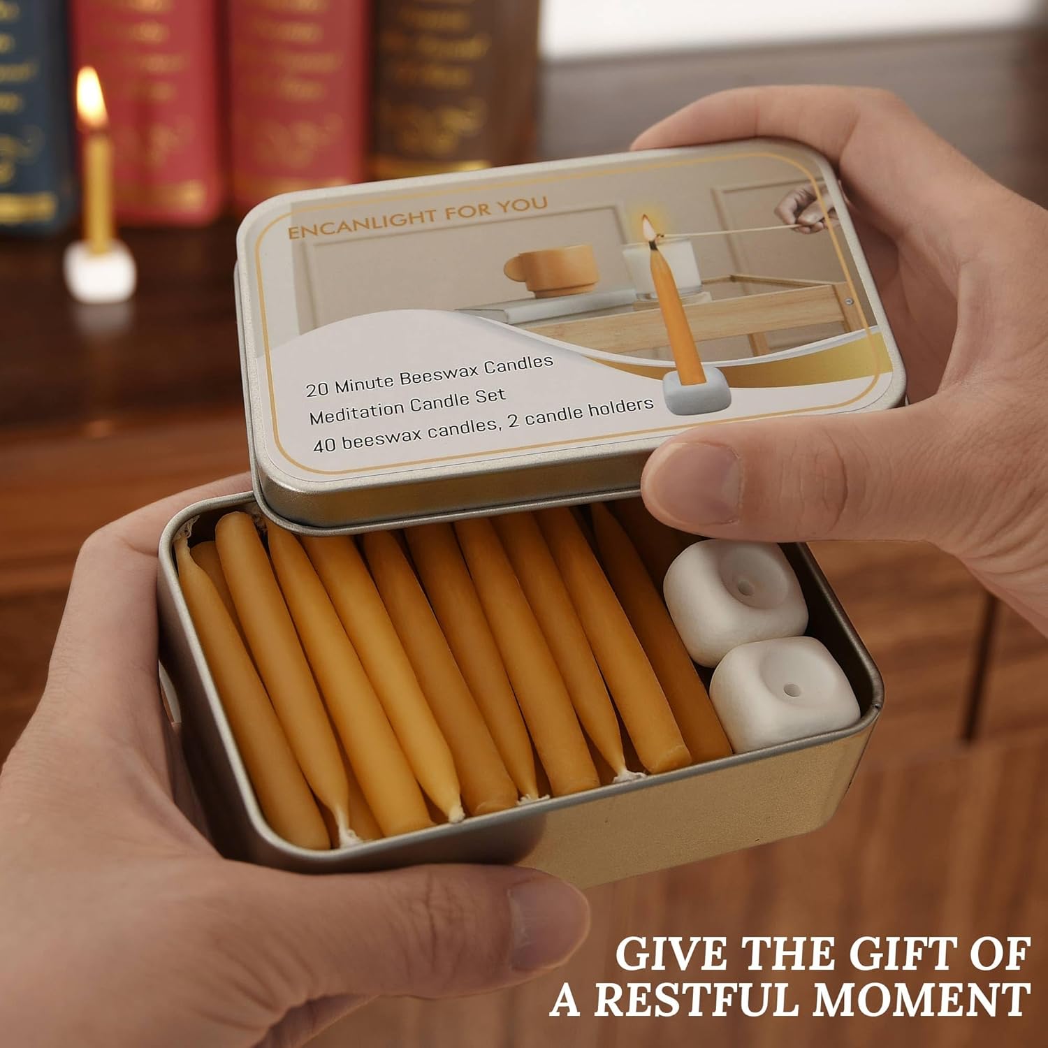 Meditation Beeswax Candles Set 40Pcs Smokeless Taper Candles for Home and Yoga