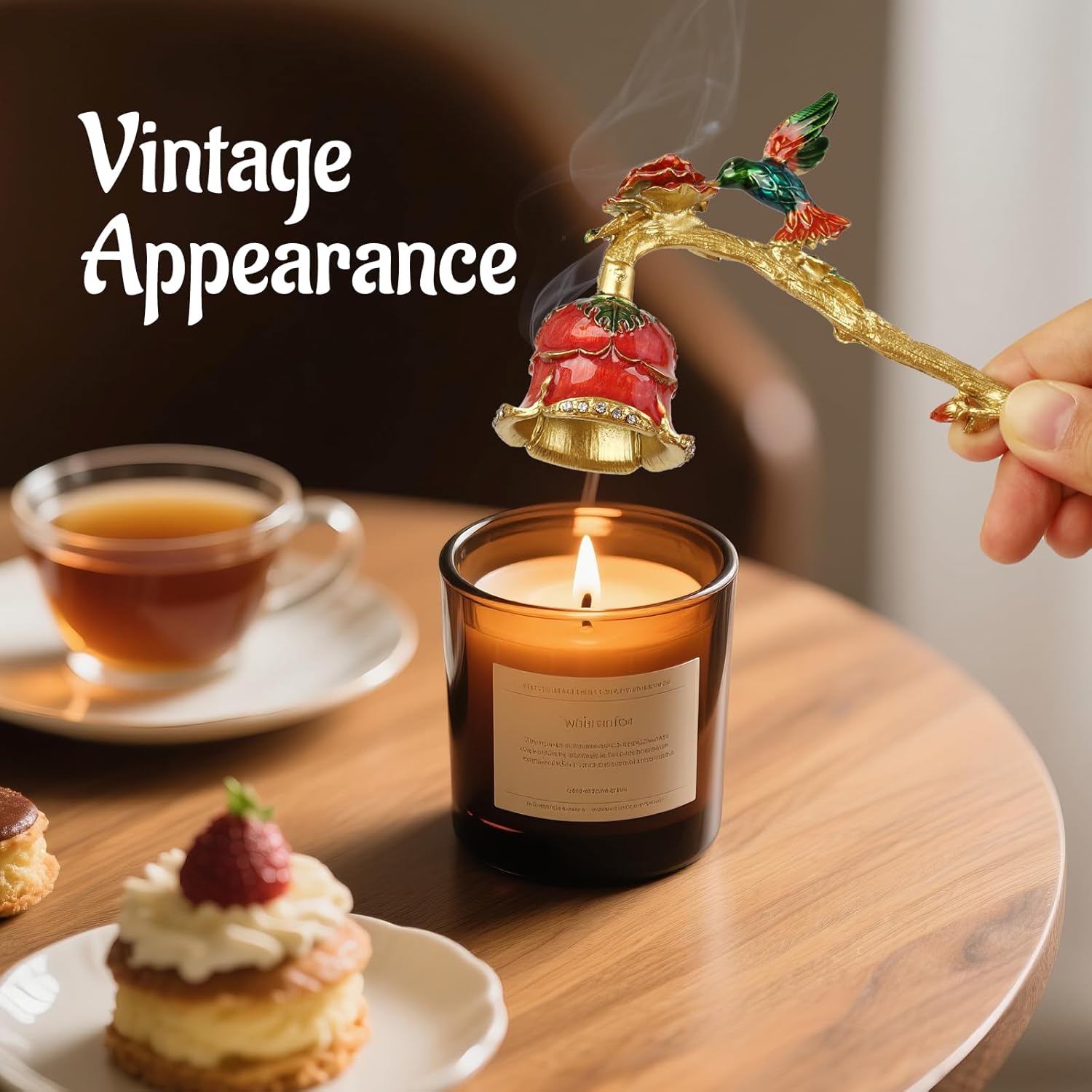 Elegant Royal-Style Candle Snuffer with Pearl Inlay