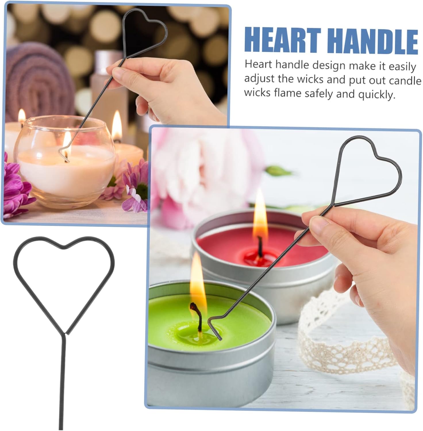 MAGICLULU 4pcs Heart Design Candle Wick Extinguishers