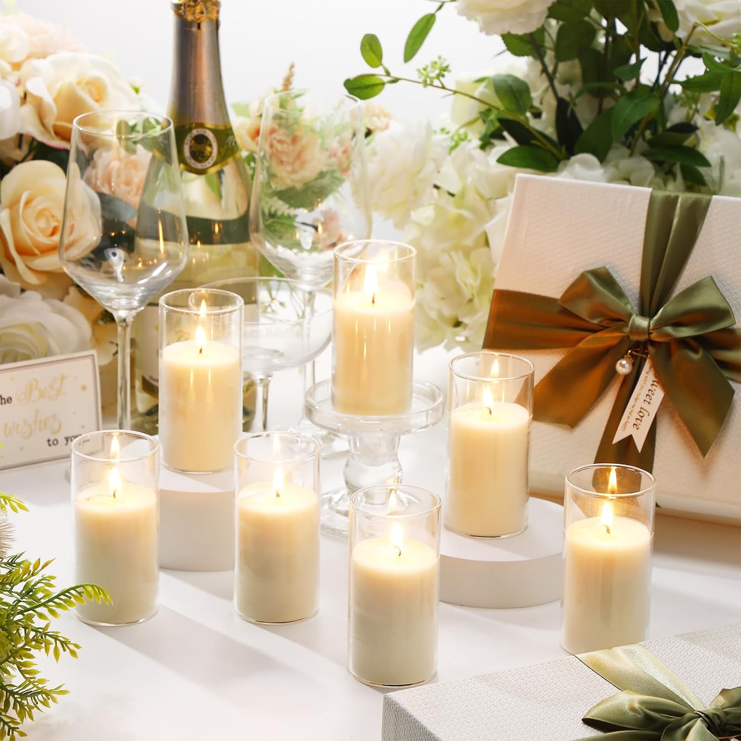 10 Pack Glass Candle Cylinders for Wedding Decor