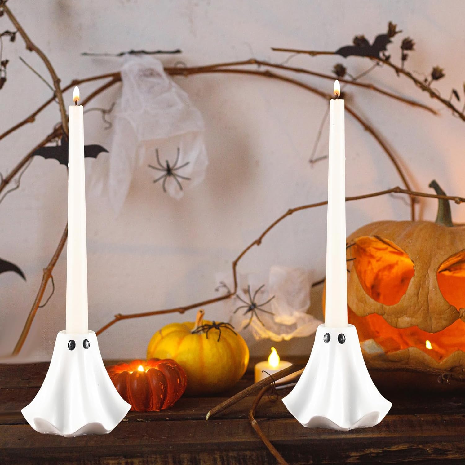 2 Pcs Halloween Ghost Candle Holders
