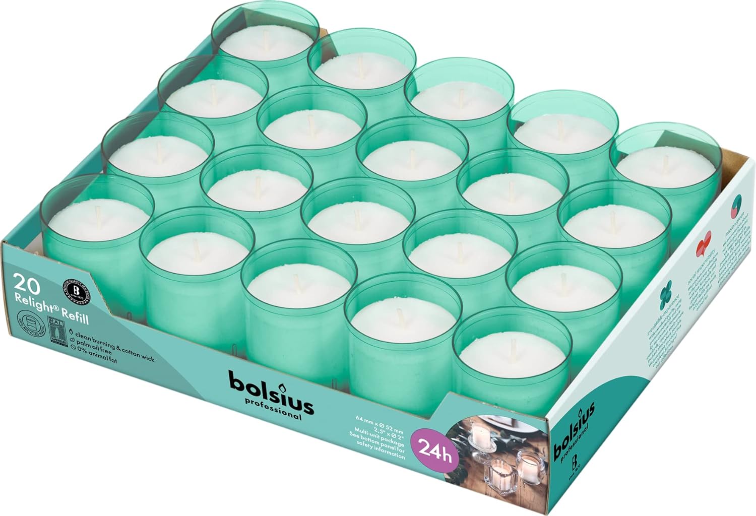BOLSIUS 24 Hour Votive Candles 20 Pack