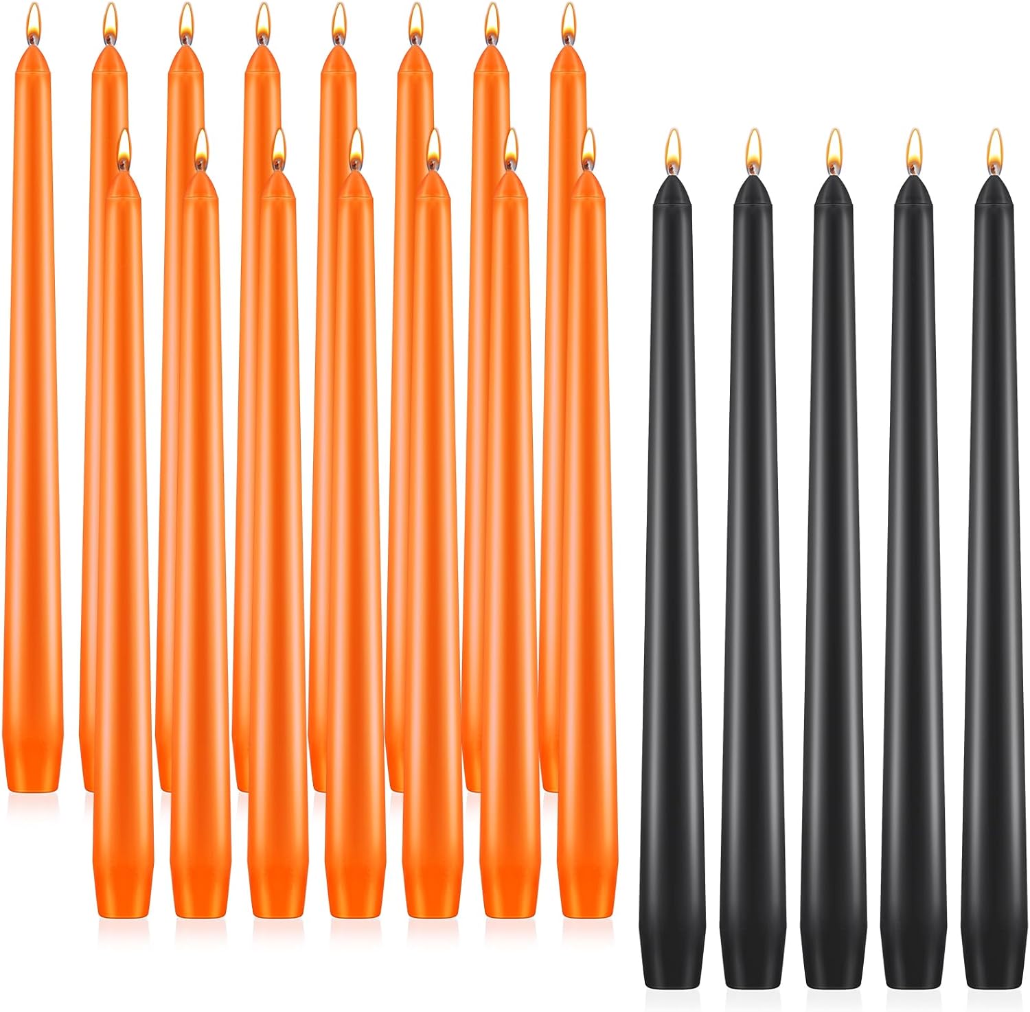 Patelai 20 Pcs Halloween Orange and Black Taper Candles