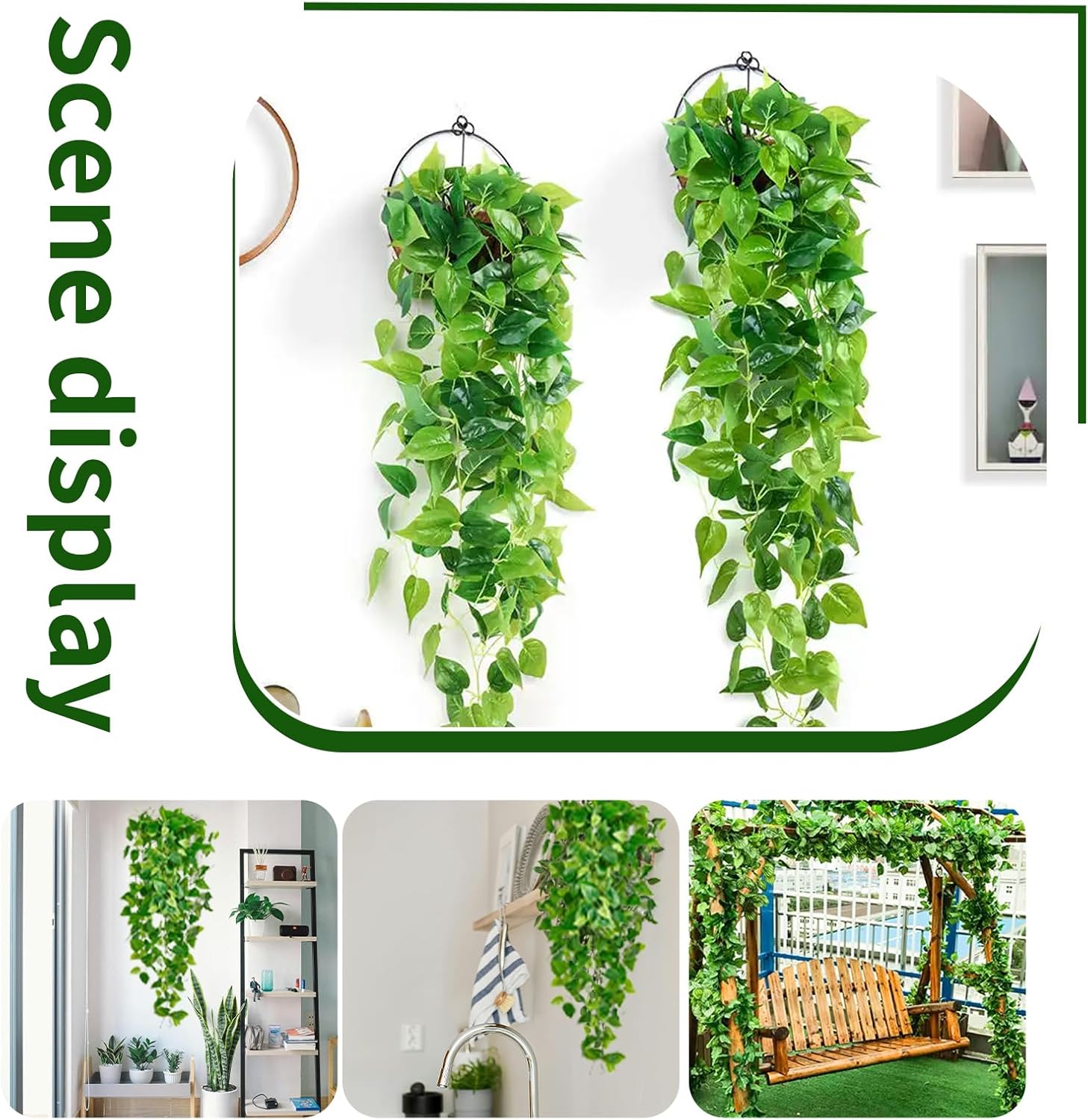 Freyalife Fake Hanging Plants Vines 2pcs for Home Decor