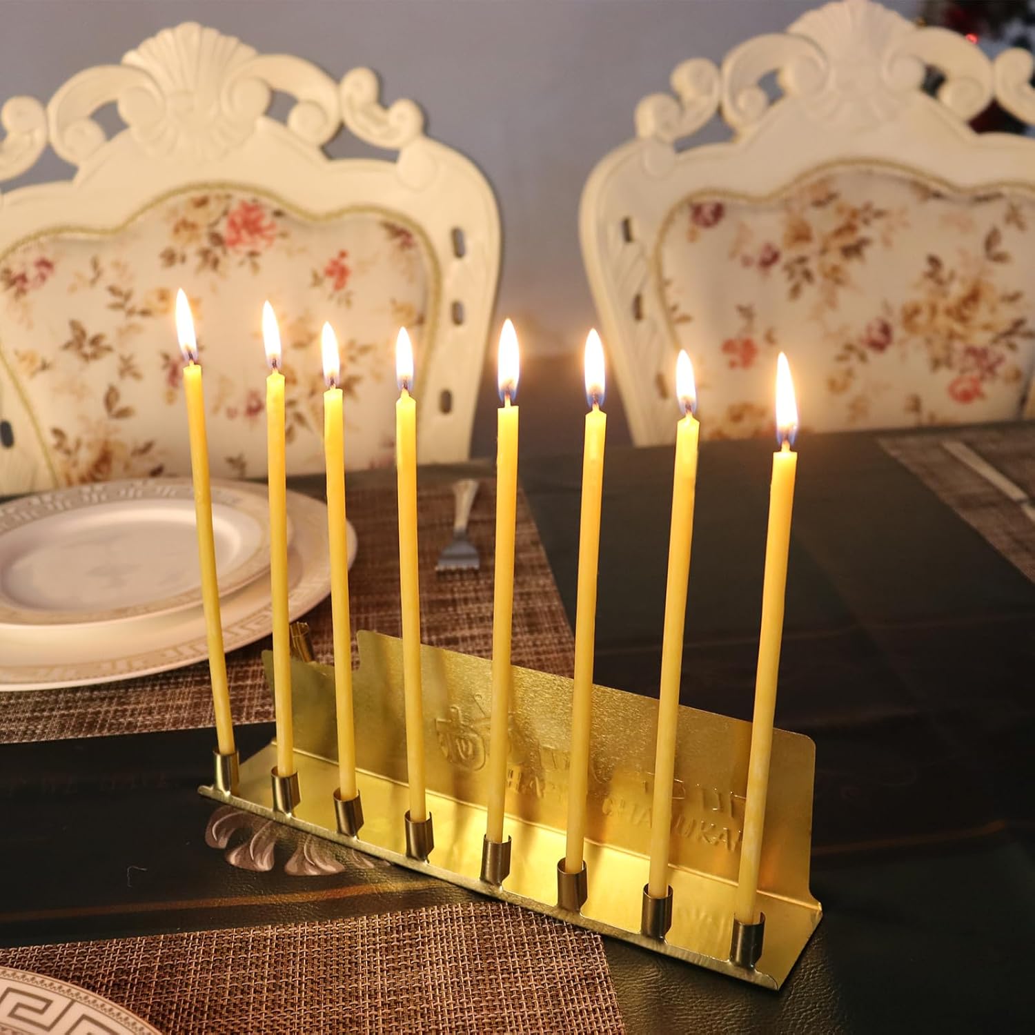 50Pcs Natural Beeswax Taper Candles 63 Inch Smokeless Decorative