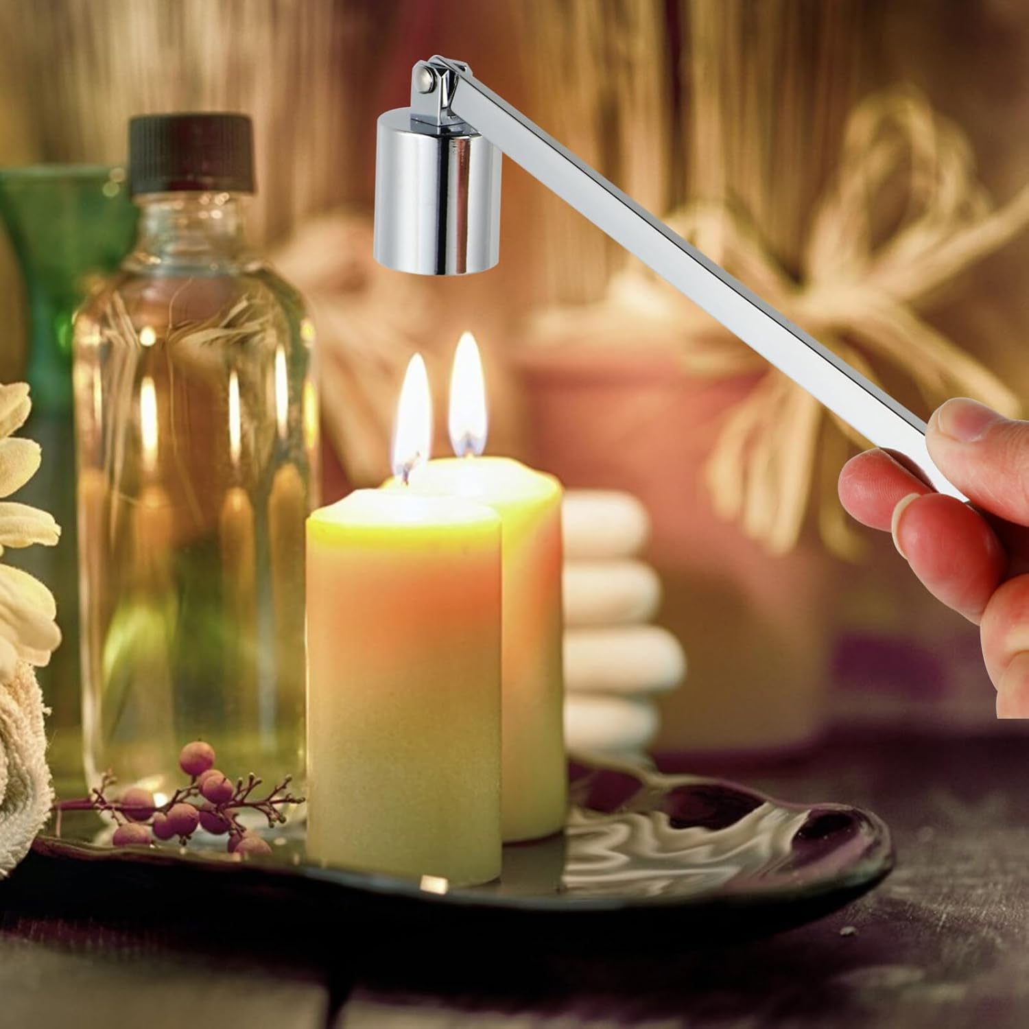 VOSAREA 1pc Candle Snuffer Stainless Steel Wick Extinguisher Tool