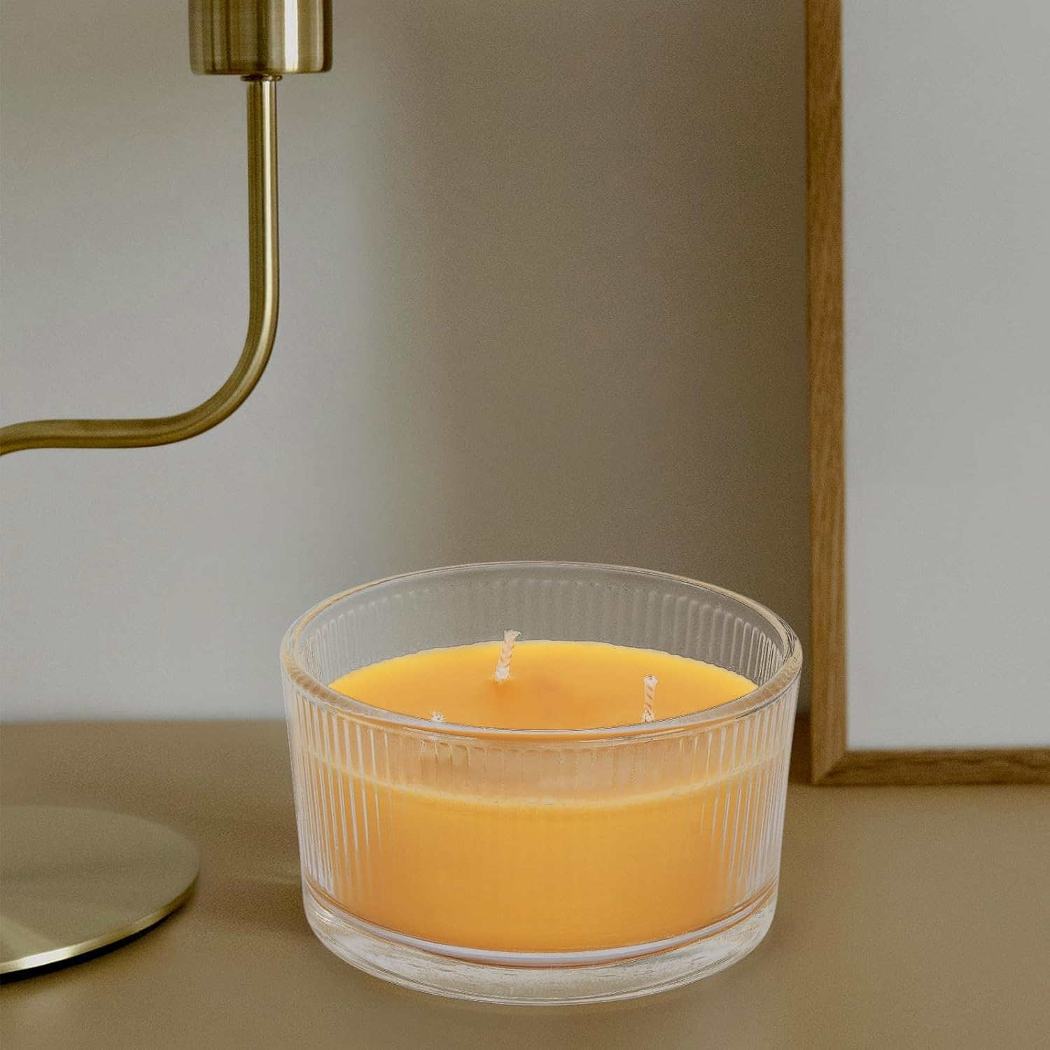 AGLARY 3-Wick Beeswax Candle in Glass