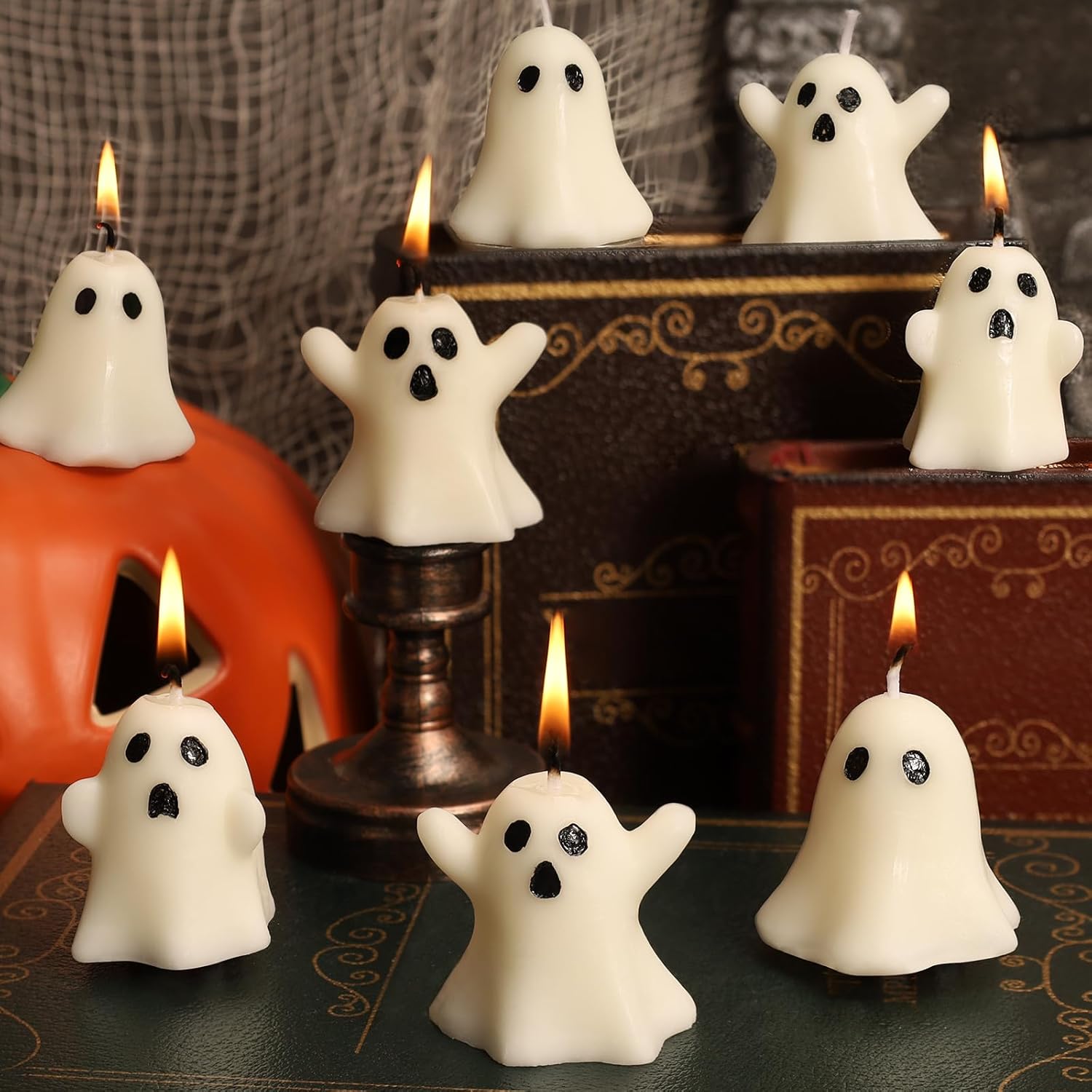 12 PCS Halloween Ghost Candles Spooky Decor