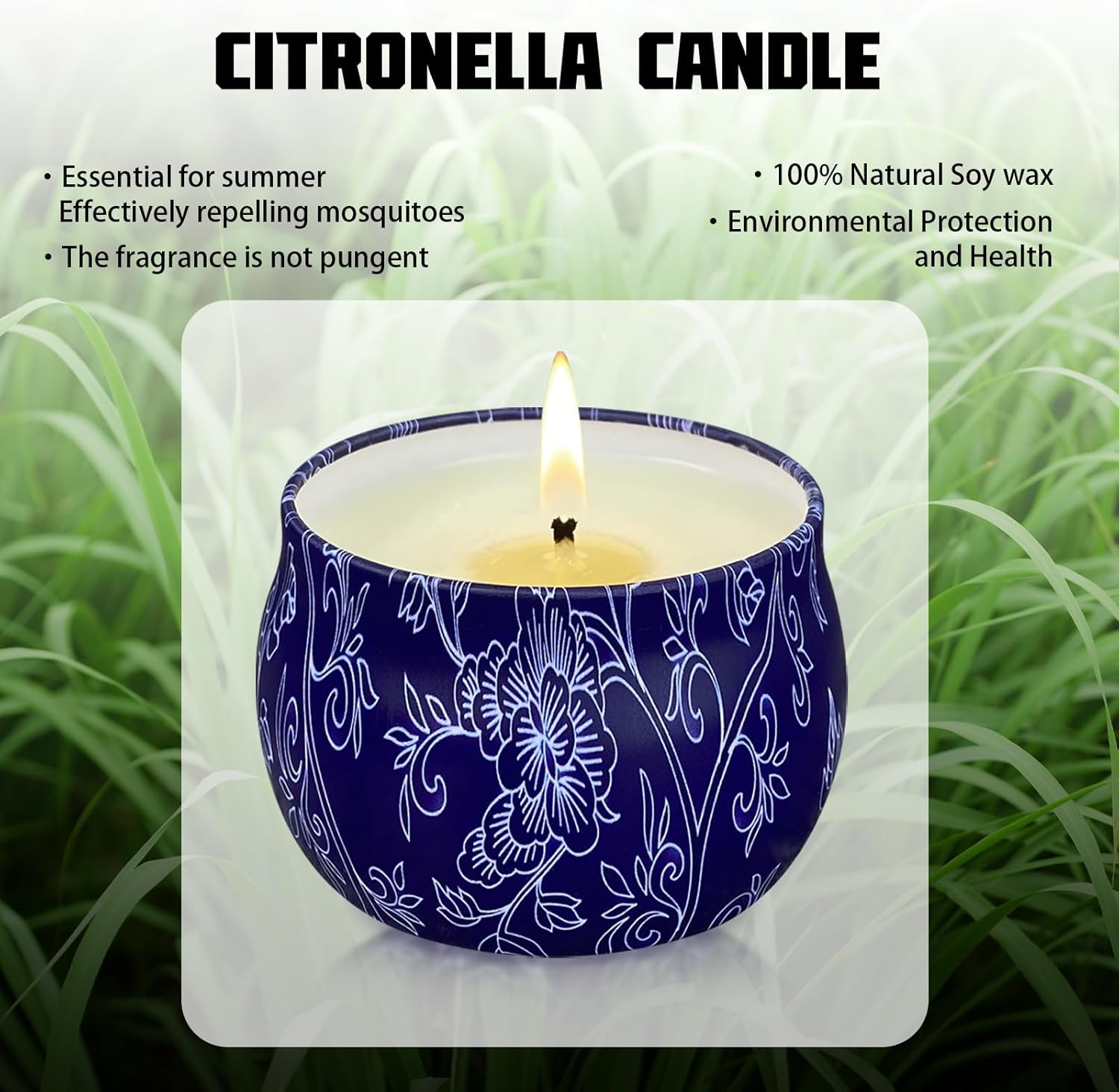 Citronella Candles 4 Pack Natural Soy Wax Outdoor Set