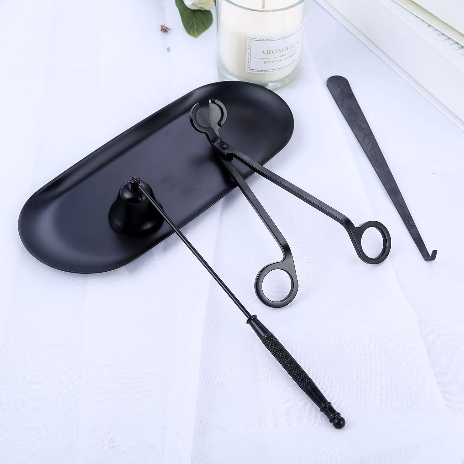 MUXSAM 4 in 1 Candle Accessory Set Black