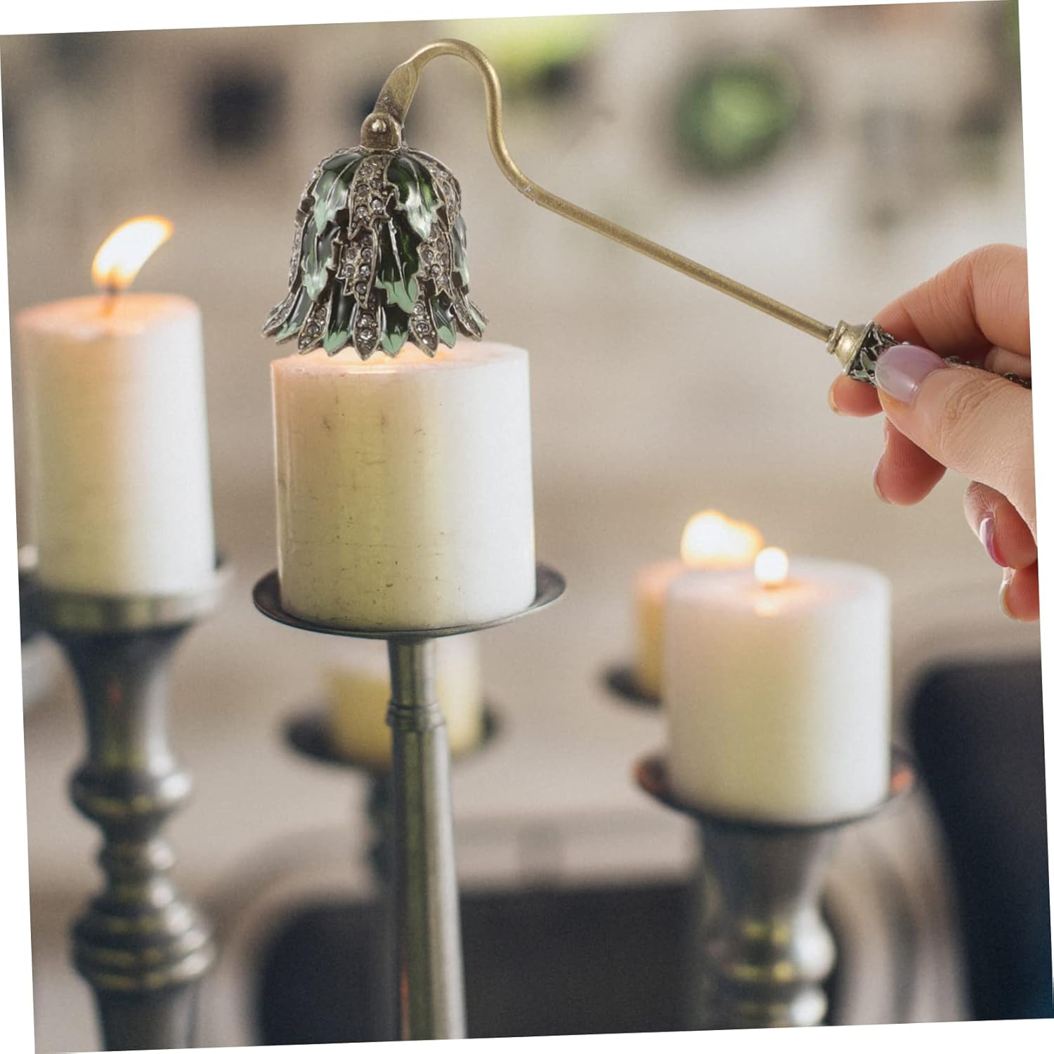Candle Snuffer Tool with Long Handle Metal Design