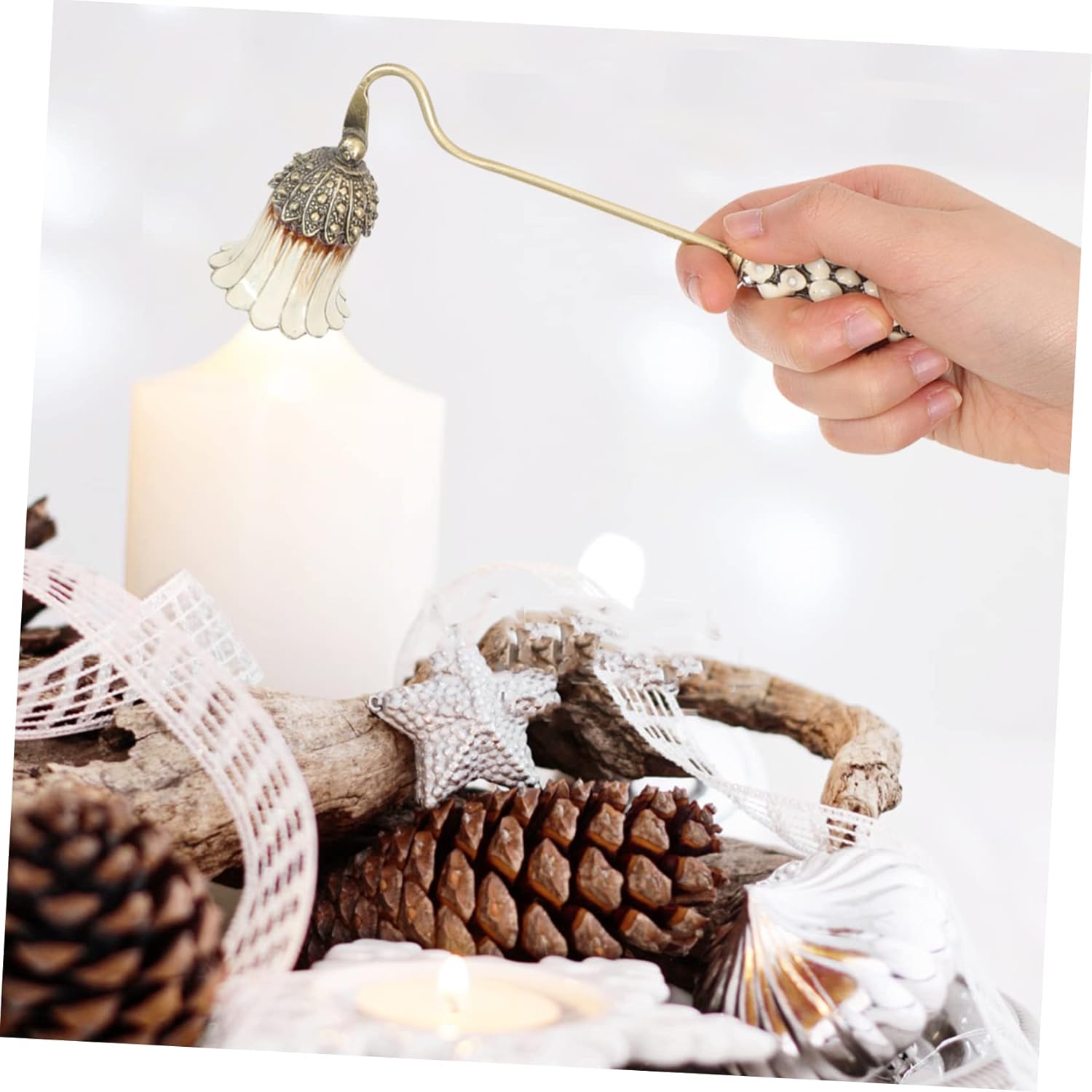 Metal Wick Snuffer Candle Extinguisher with Long Handle