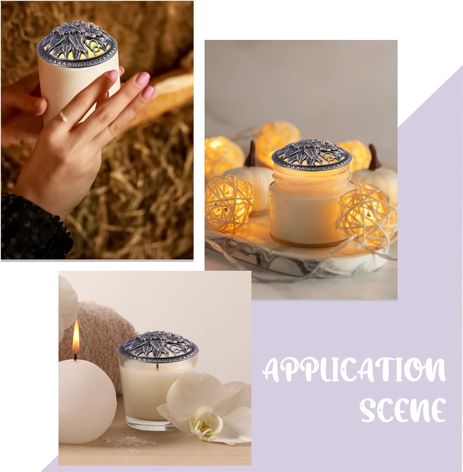 Globleland 3Pcs 3Inch Flower Candle Covers for Jar Candles