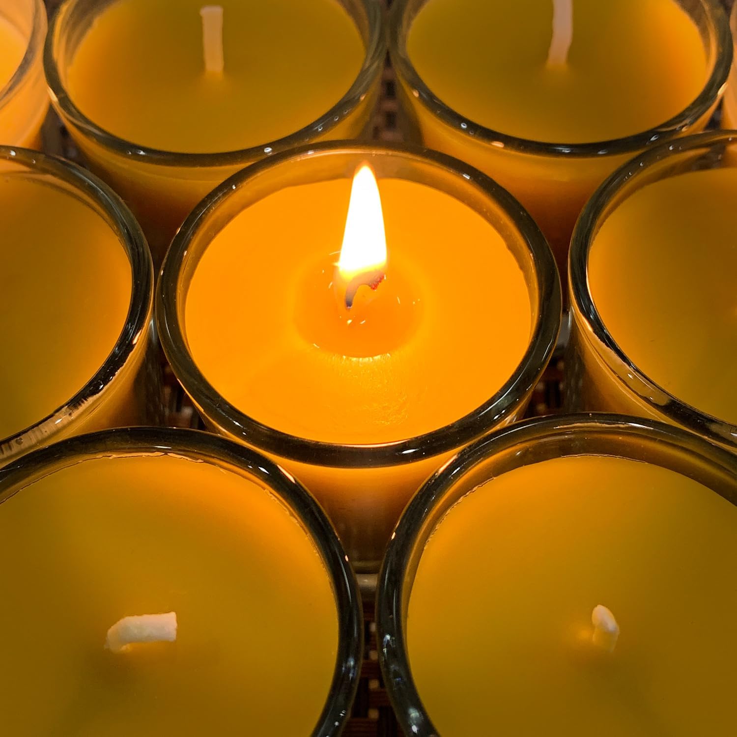 Lacaser Pure Beeswax Votive Candles 6 Pack Natural Honey Scent