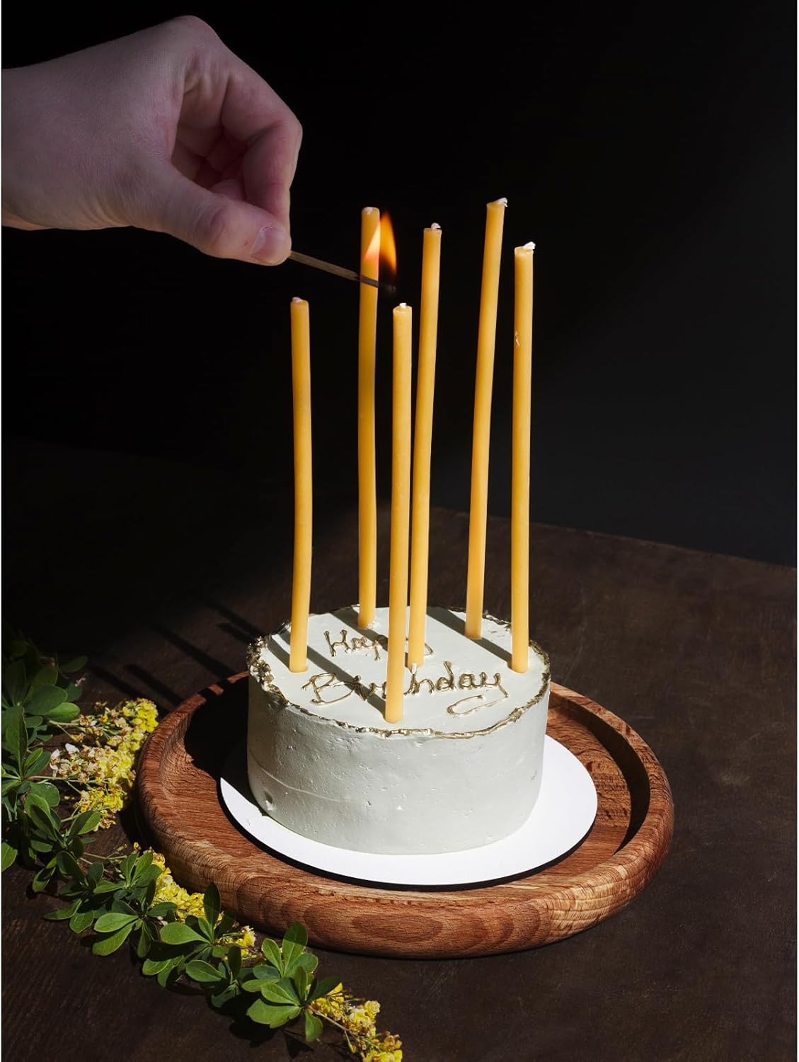 CANDWAX 50 Pack Yellow Taper Candles 7 Inch