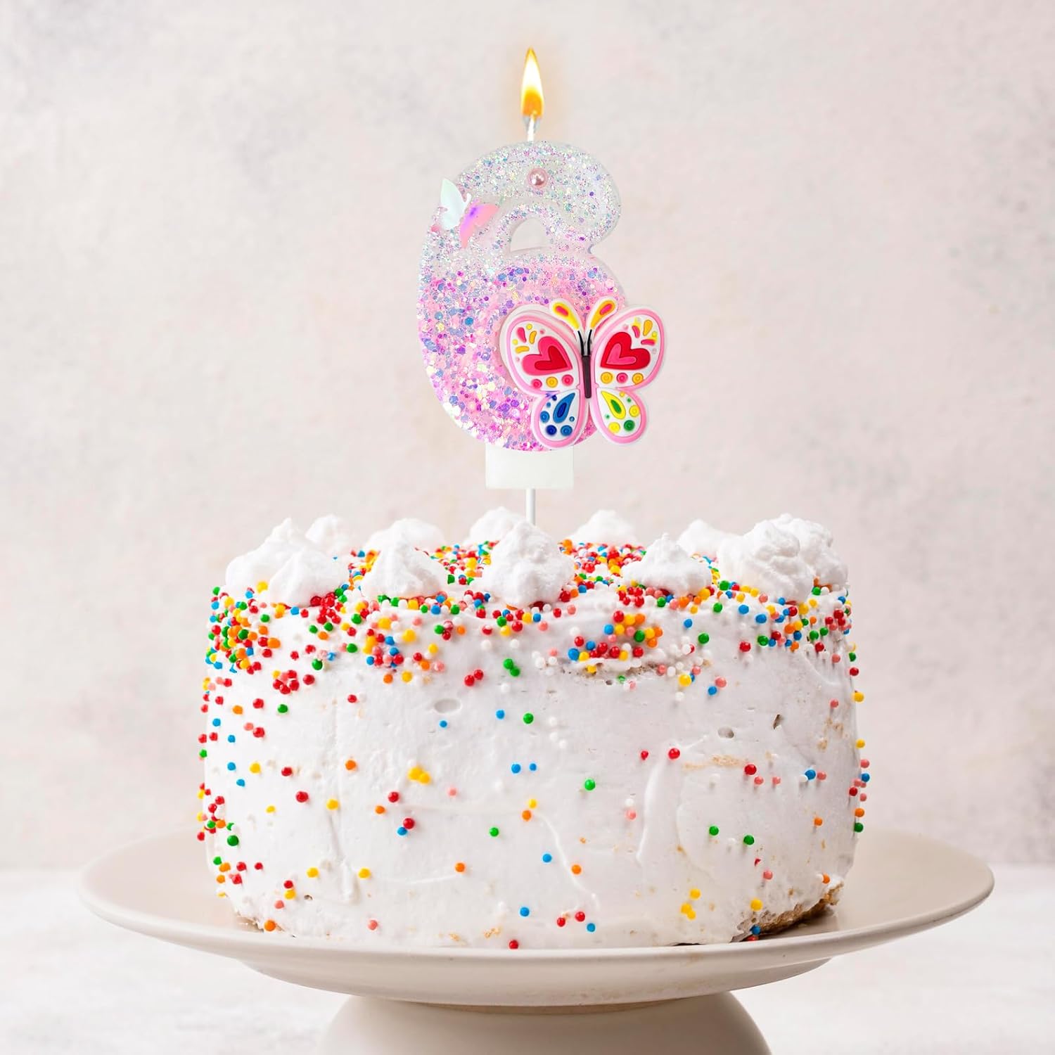 Pink Butterfly Birthday Candles for Girls and Women