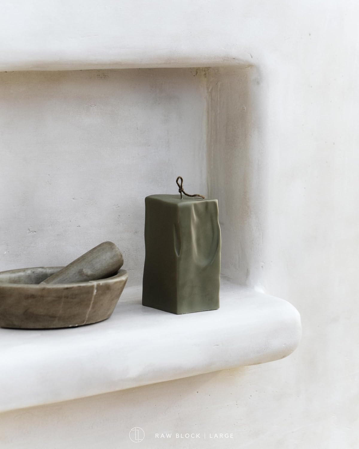 LAWA Raw Block Candle - Earthy Green Large