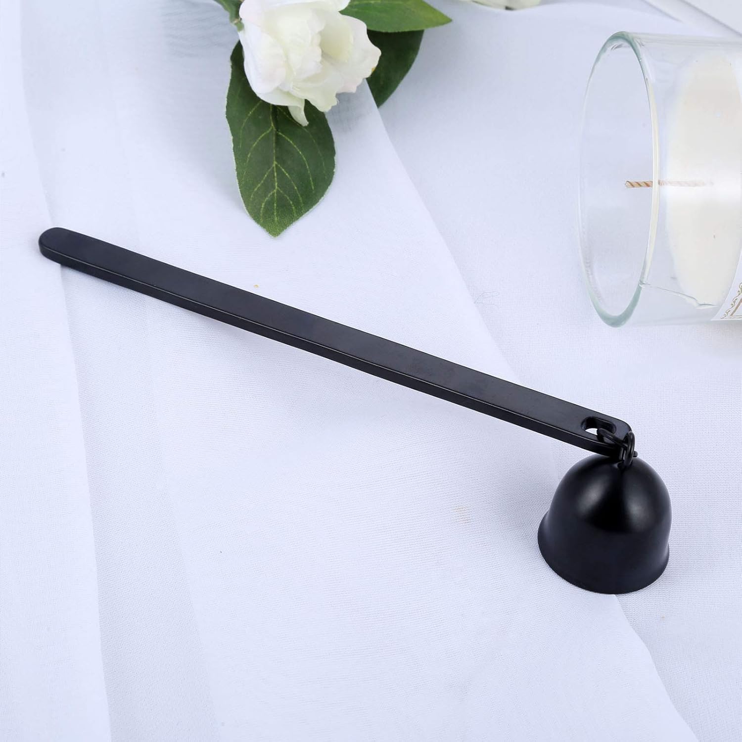 MUXSAM Candle Extinguisher Snuffer - Bell Shaped Stainless Steel Wick Flame Snuffer Black