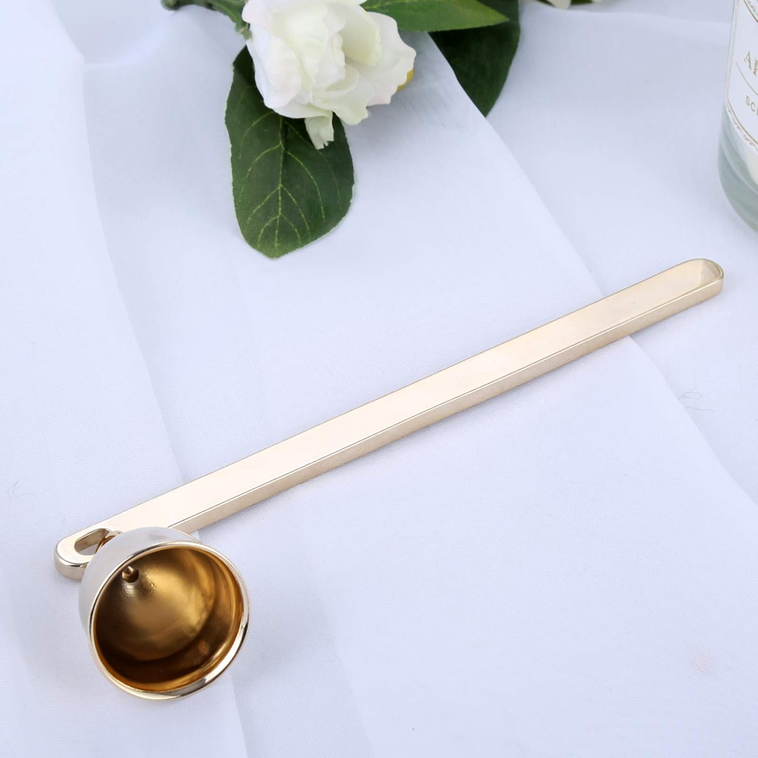 MUXSAM Gold Candle Snuffer Bell-Shaped Stainless Steel Wick Flame Extinguisher