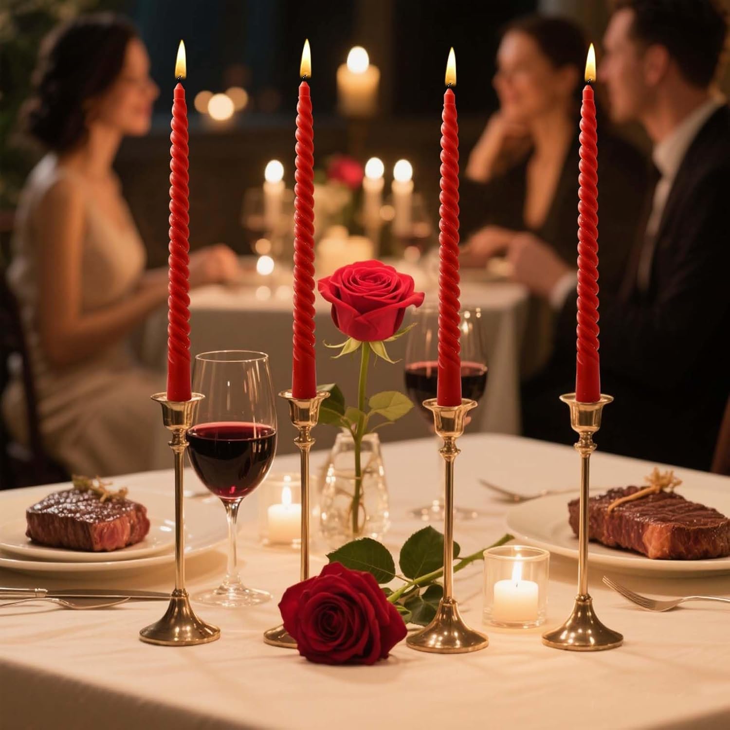 Red Taper Spiral Candles 8 Inch Set of 4