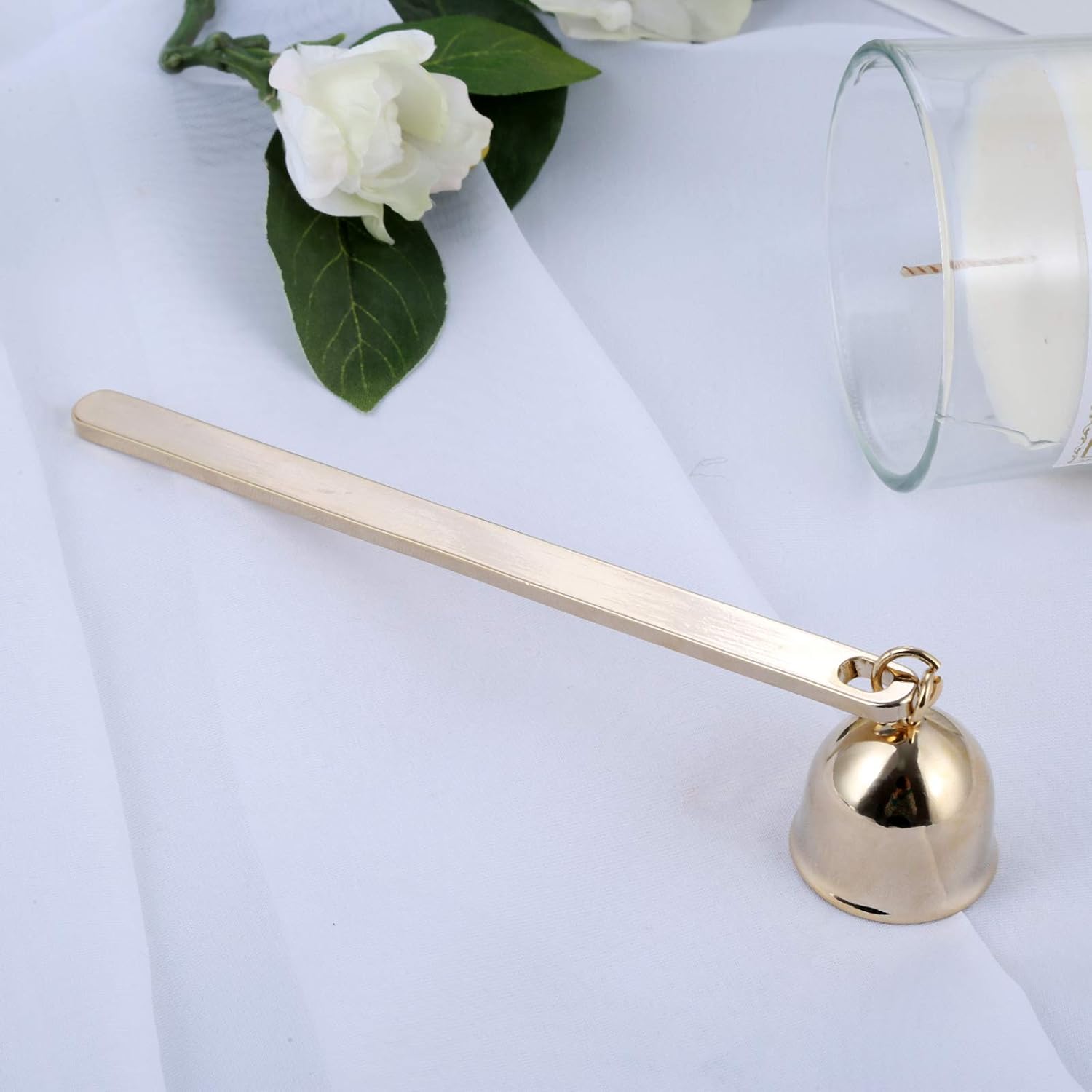 MUXSAM Gold Candle Snuffer Bell-Shaped Stainless Steel Wick Flame Extinguisher